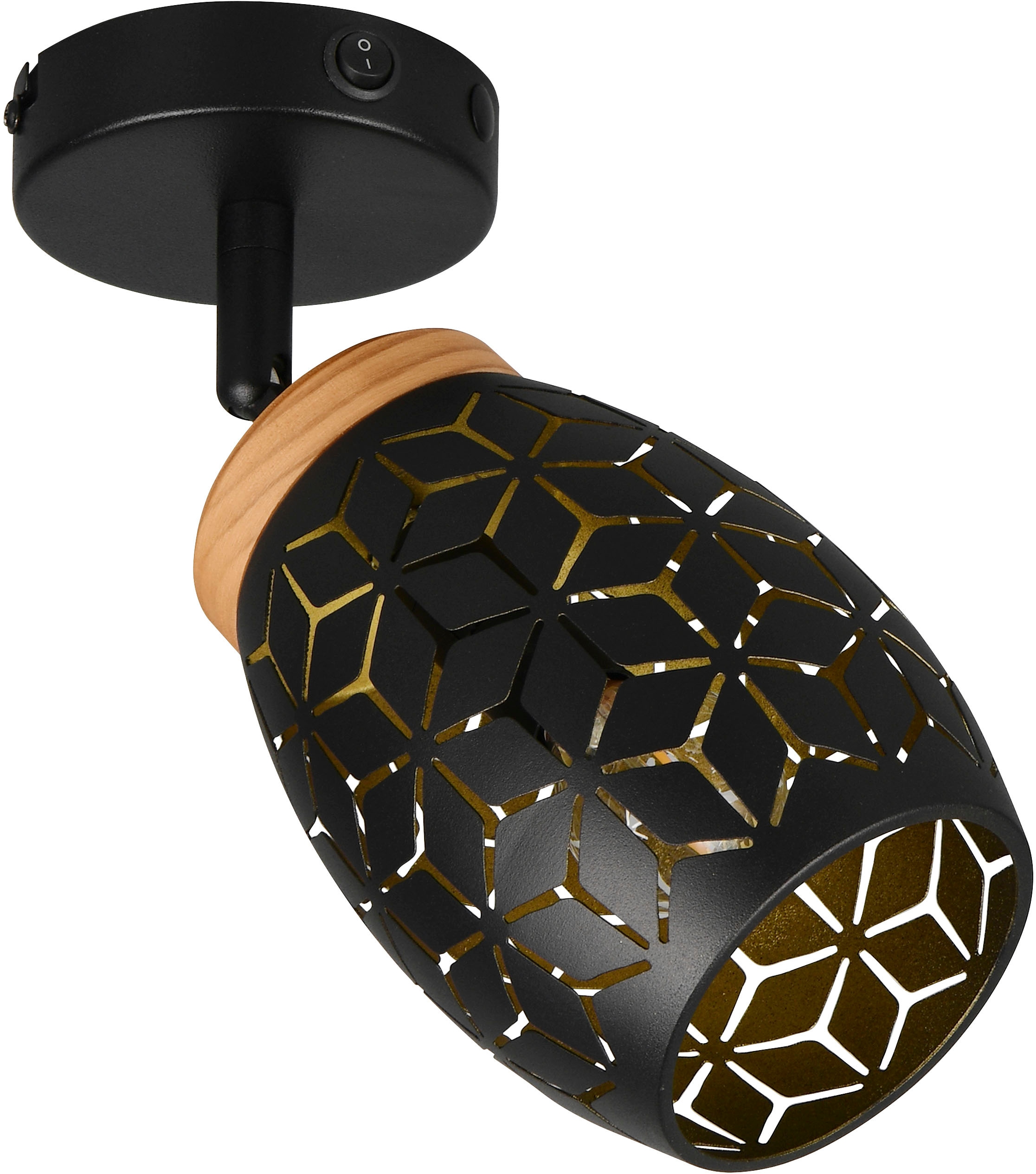 REALITY Leuchten Wandstrahler »BIDAR, Wandlampe mit verstellbarem Spot, exkl 1x E14 max 10W« E14 1 Stk. warmweiß - kaltweiß Kippschalter ON/OFF, Metall-Lampenschirm Lasercut Optik Ø 12cm