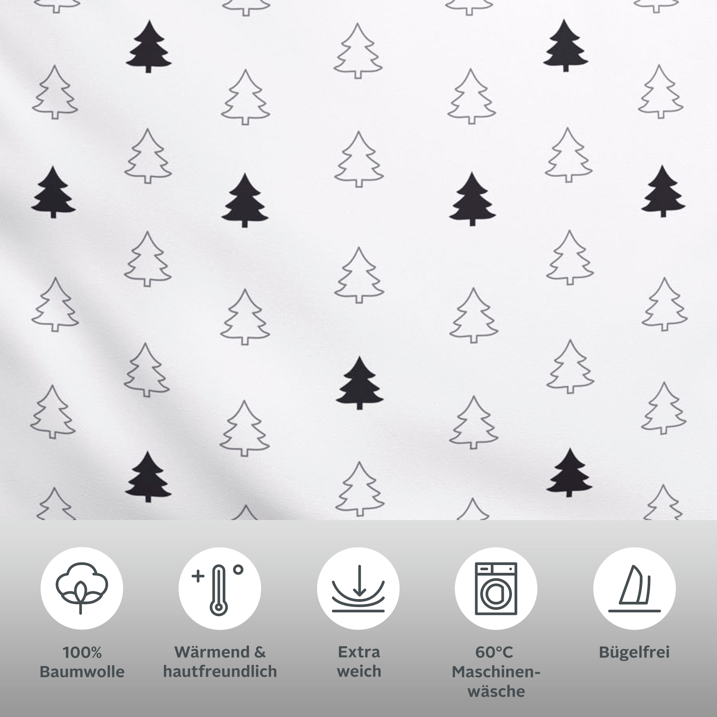 OTTO home Wendebettwäsche »JULIE« 2 Bettwäsche mit Tannenbäumen, Baumwolle, Winter, ab 135x200