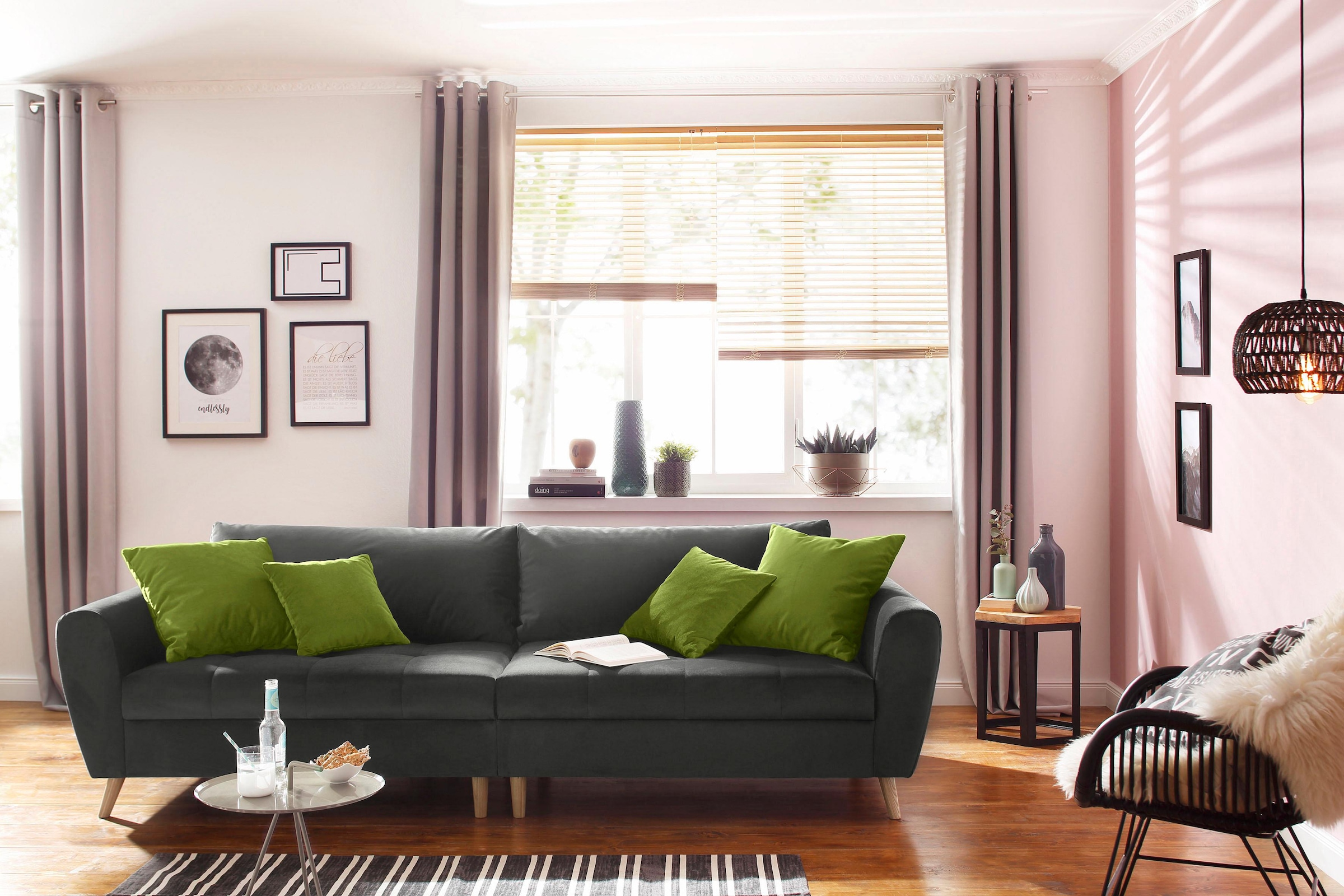 Home affaire Big-Sofa »Penelope«, feine Steppung, lose Kissen,  skandinavisches Design online bei OTTO