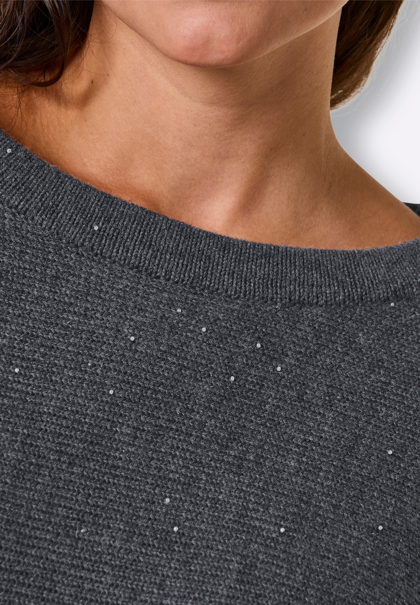 creation L Strickpullover »Kaschmir-Woll-Pullover Langarm-Pullover mit 10% Kaschmir und Zierperlen«