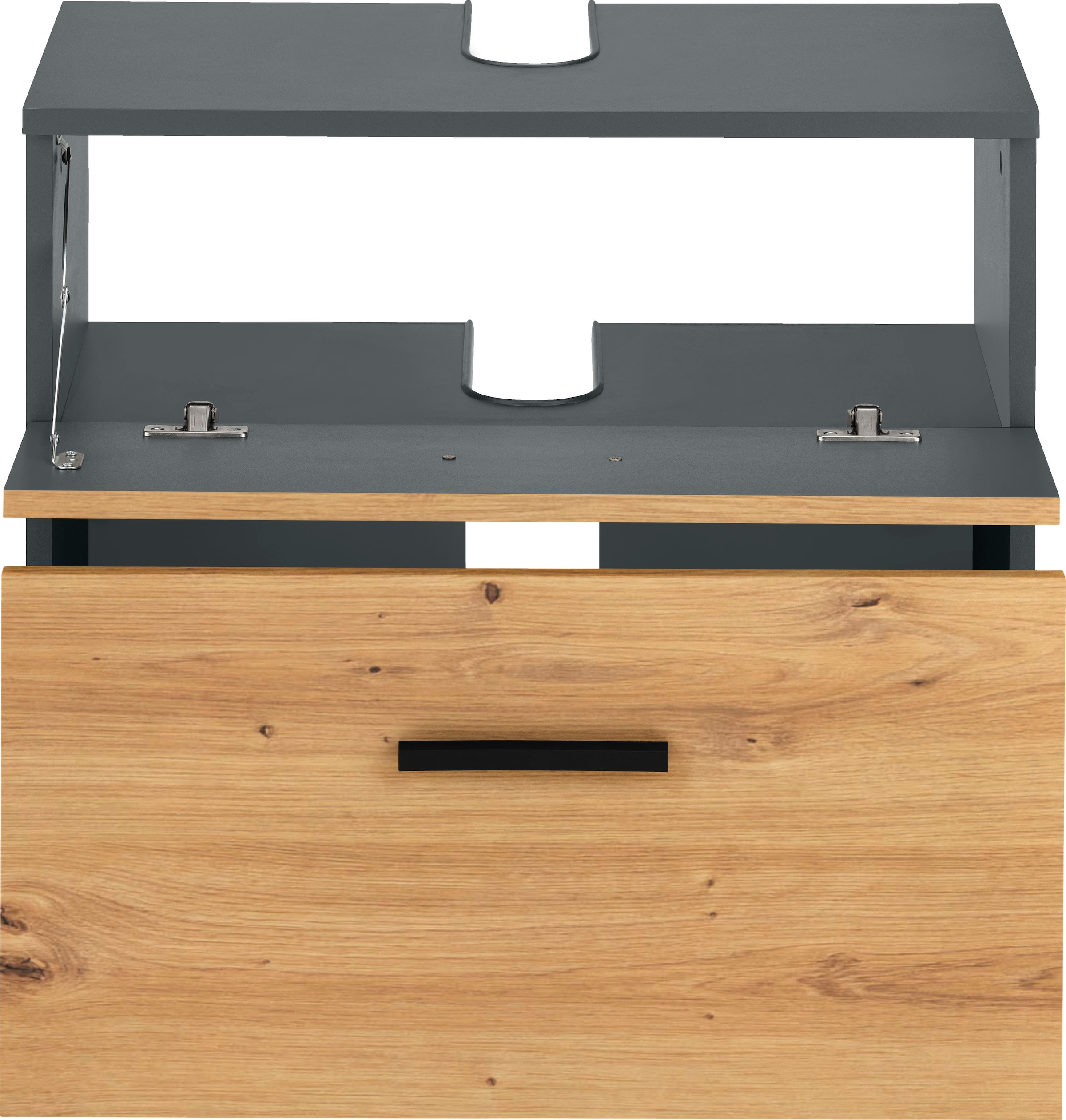 INOSIGN Waschbeckenunterschrank »Skara«, mit Klappe und Schubkasten,  schwarze Griffe, Breite 60 cm, Höhe 55 cm bei OTTO