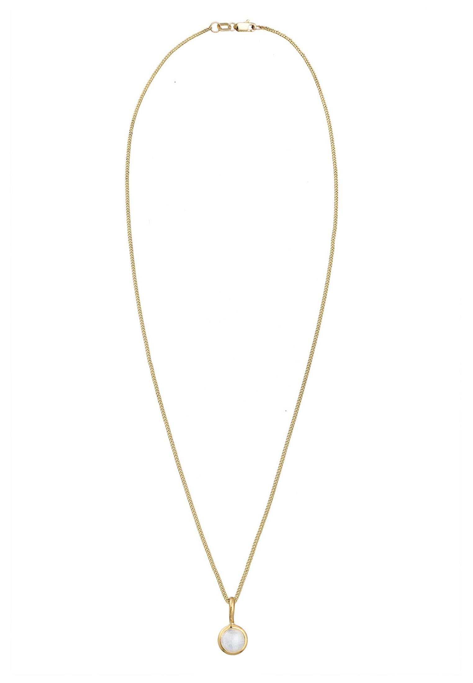 Elli Premium Kette mit Anhänger »Halskette Solitär Mondstein Gemstone Natur 375er Gelbgold«
