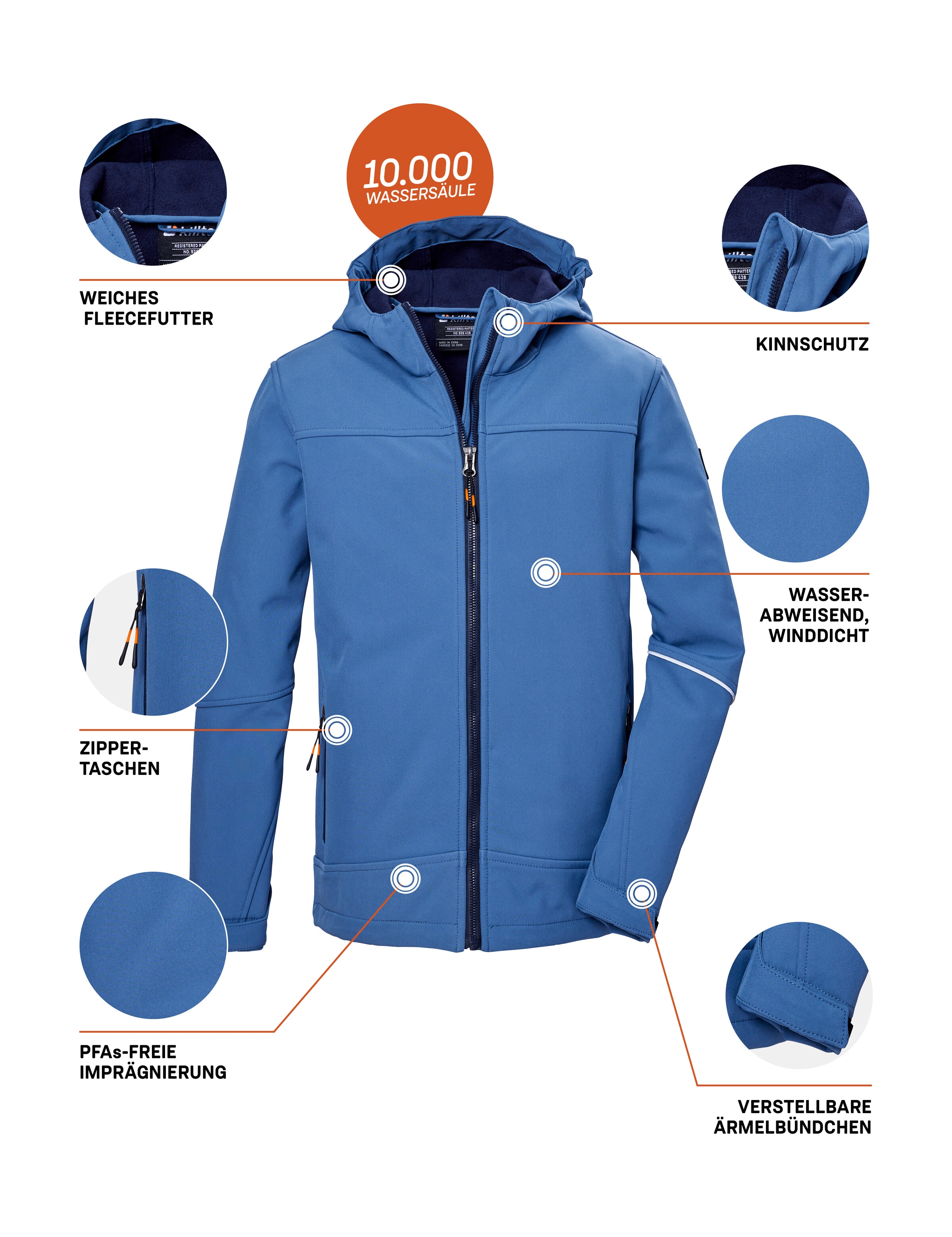 Killtec Softshelljacke »KOS 143 BYS SFTSHLL JCKT«, Wind- und wasserabweisende, atmungsaktive, PFAS-freie Kinderjacke