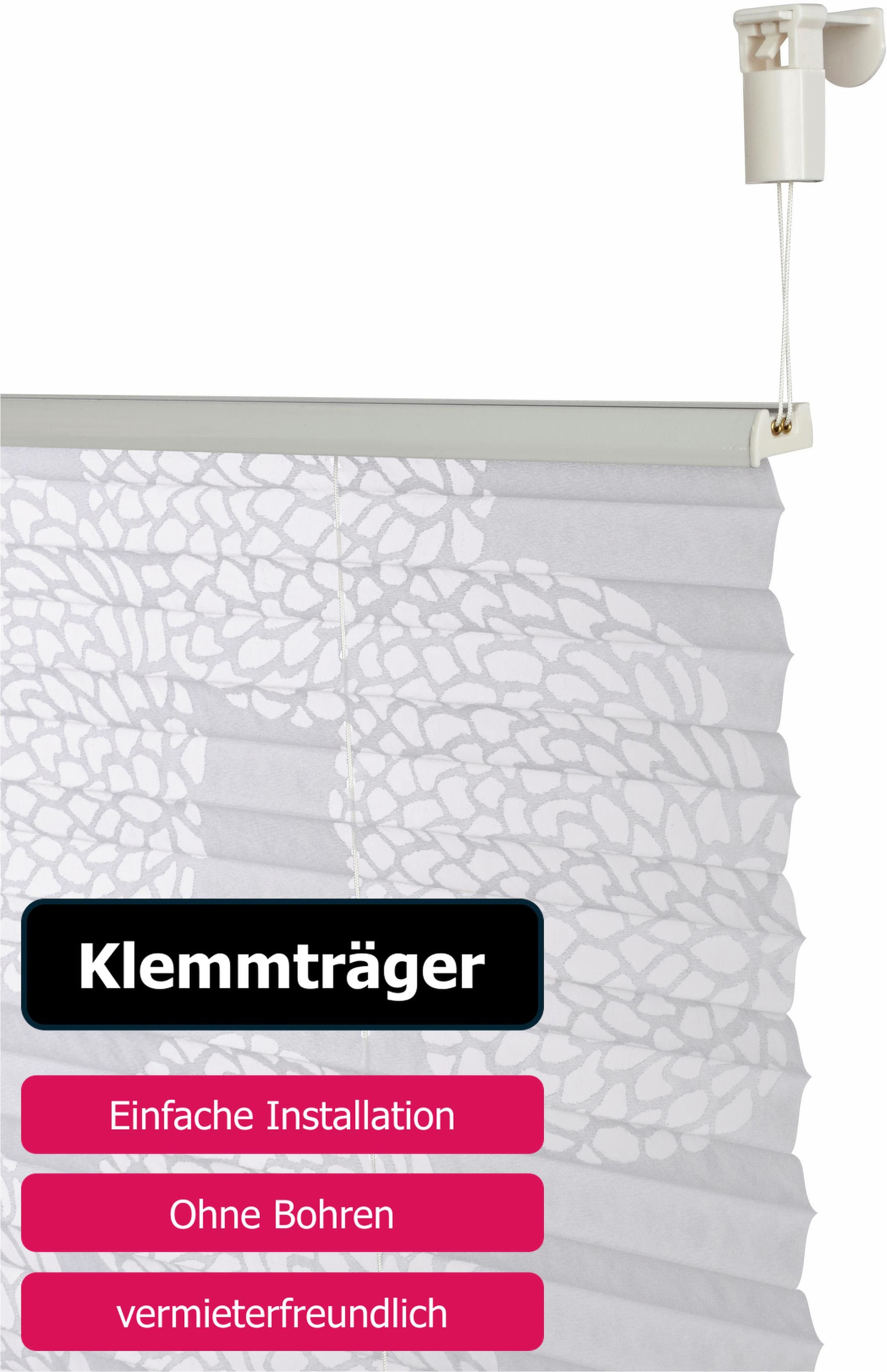 my home Plissee »BELUM«, Lichtschutz, ohne Bohren, verspannt, im Fixmaß, Ausbrenner, Kreise, Blumen, Klemmträger