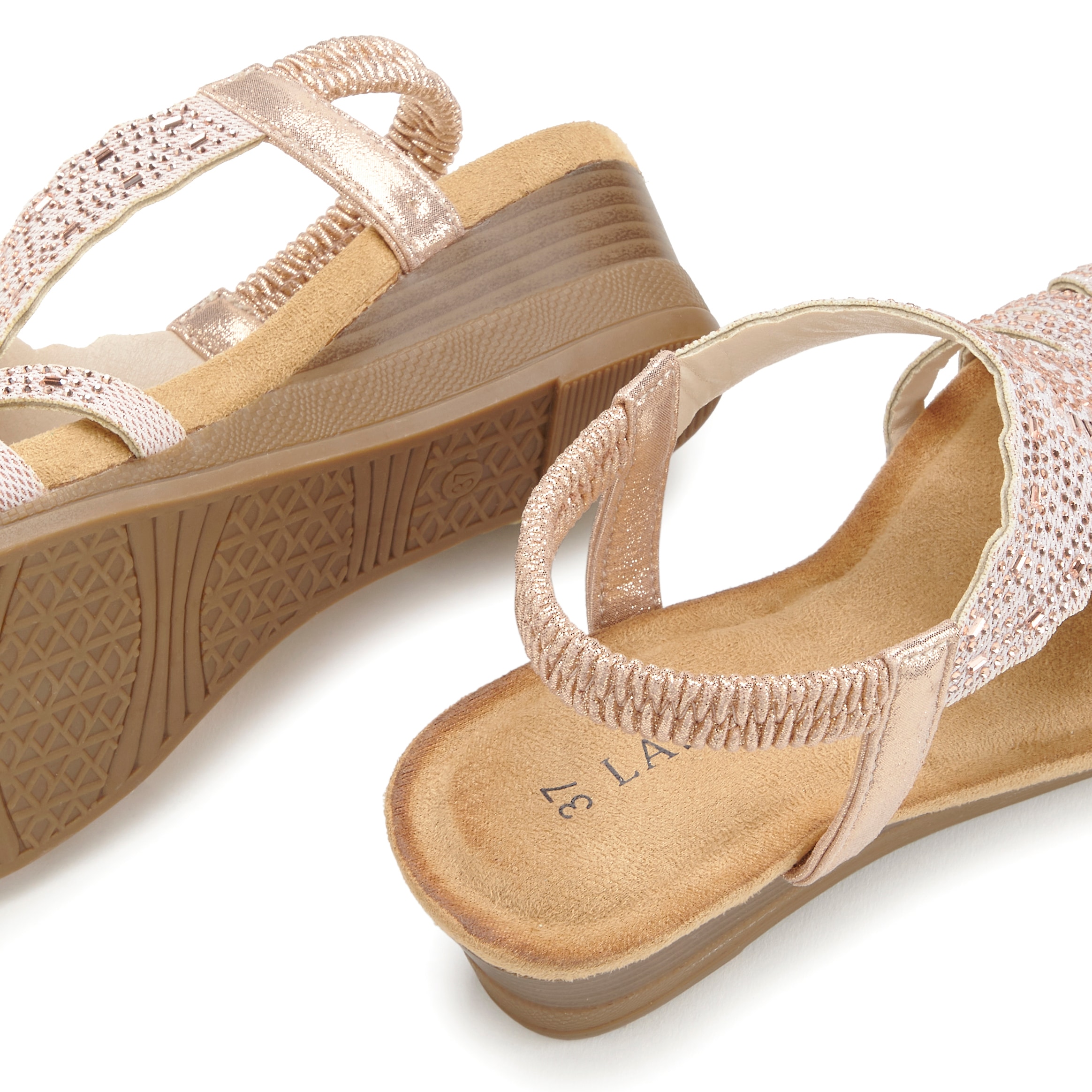 LASCANA Sandalette, Sandale, Sommerschuh mit Glitzerdetails und elastischem Riemchen