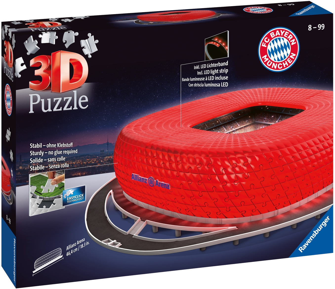 Ravensburger 3D-Puzzle »Allianz Arena bei Nacht«, inkl. LED-Lichterband; Made in Europe, FSC® - schützt Wald - weltweit