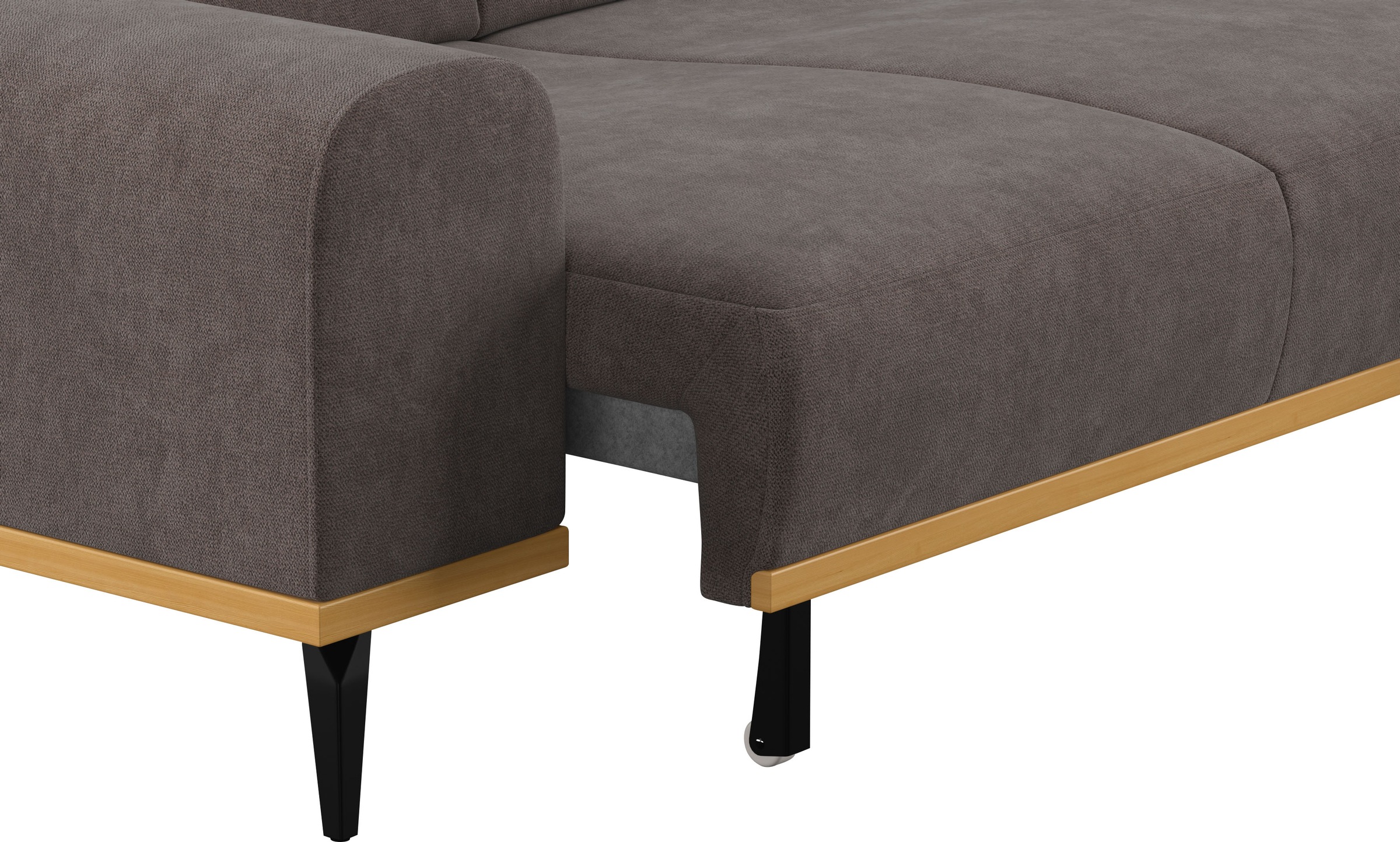 Places of Style Ecksofa »Carlo L-Form«, mit Kopfteilverstellung & Holz-Rahmenoptik, wahlweise Relaxfunktion