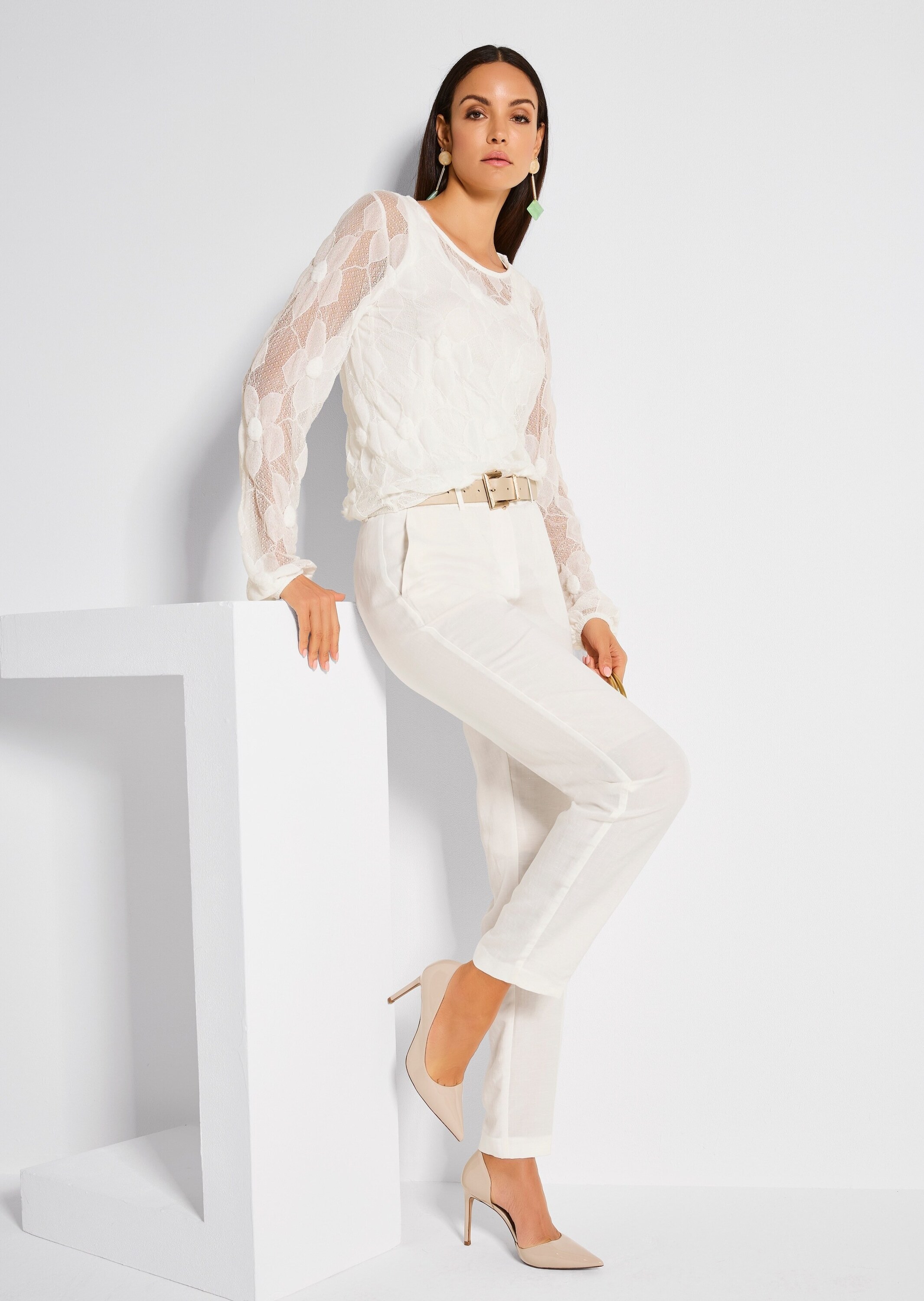 MADELEINE Langarmshirt »Spitzenbluse Elegantes Langarmshirt aus Spitze, transparent« Transparente Spitze