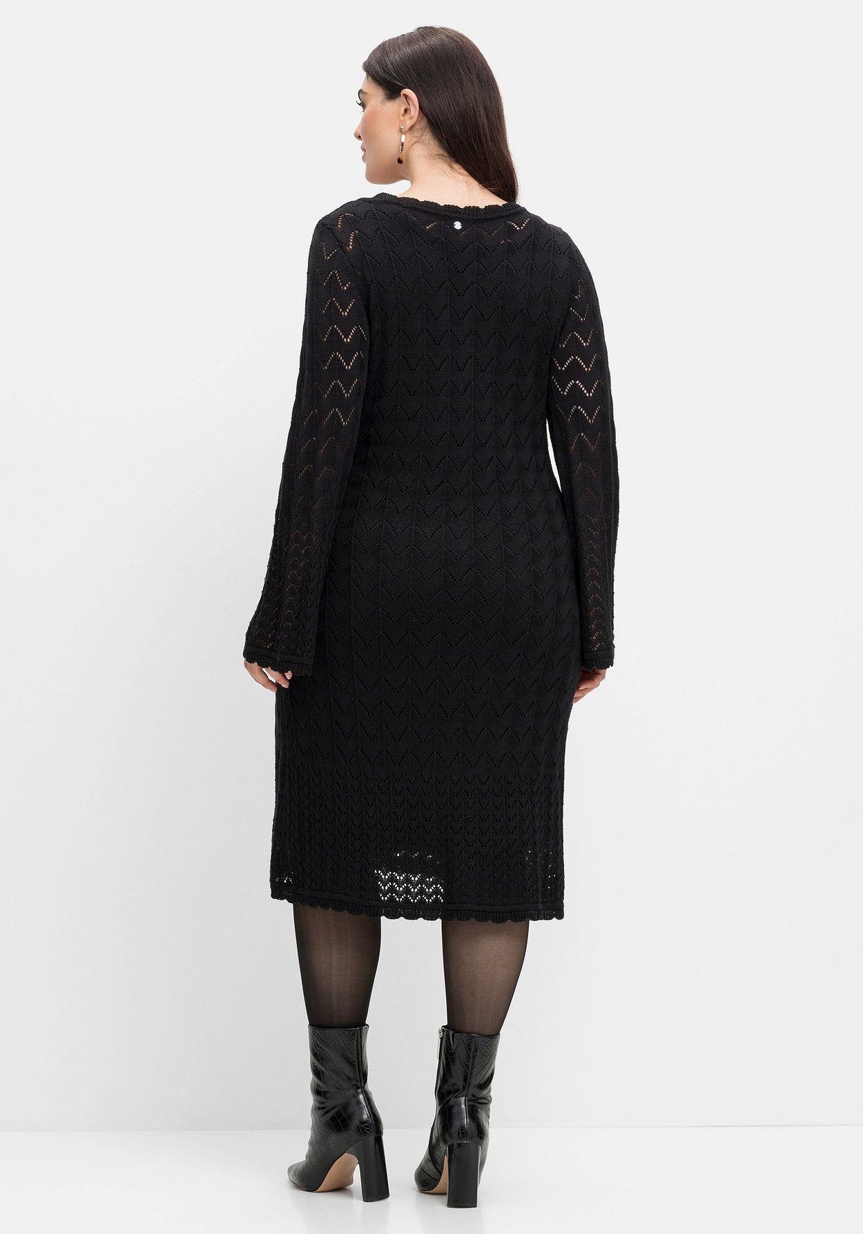 Sheego Strickkleid »Strickkleid in Ajourmuster, mit Unterkleid«