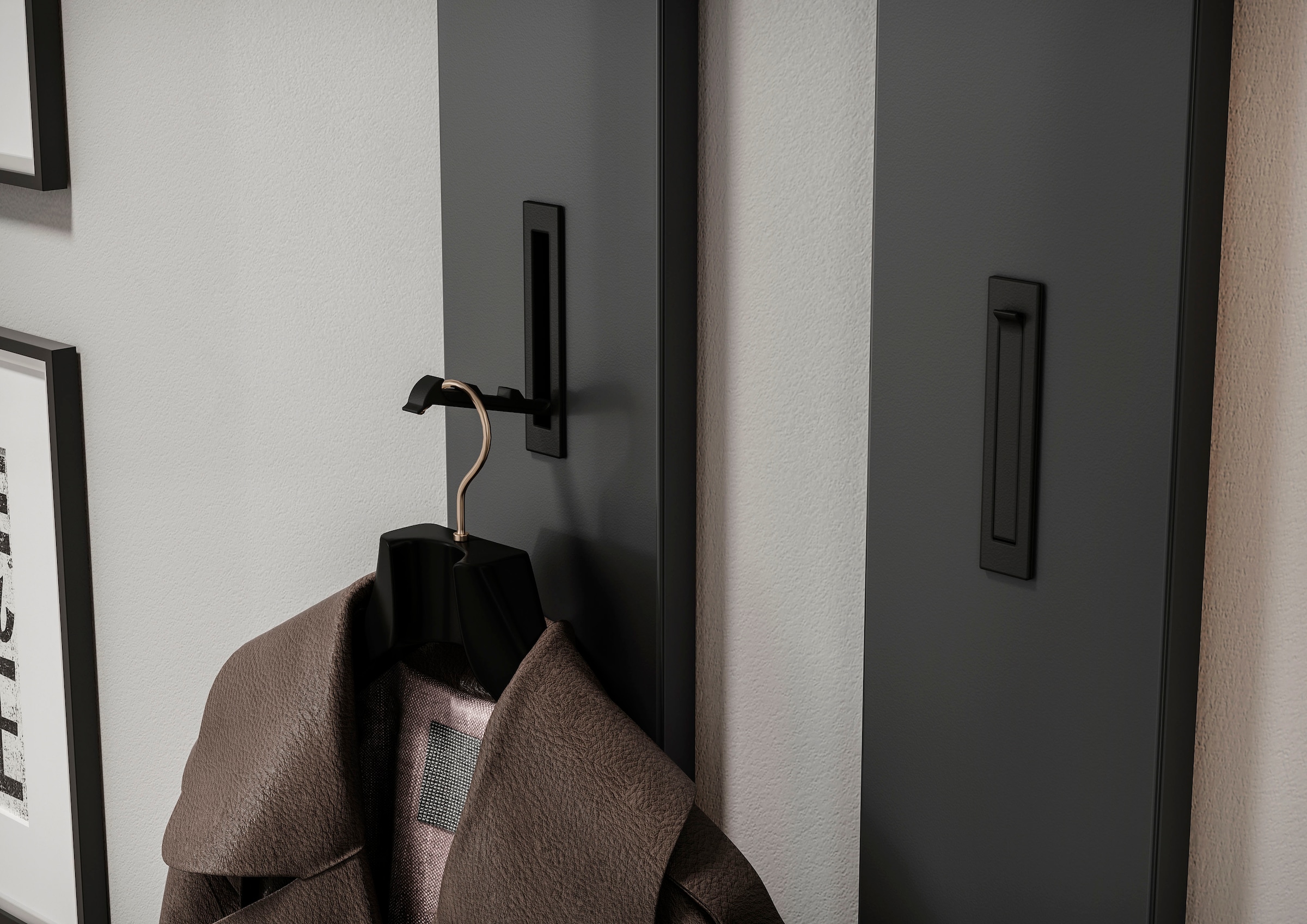 Kleiderhaken geringe (1 aus OTTO GERMANIA Metall, ausklappbaren St.), mit Garderobenpaneel, Tiefe bei