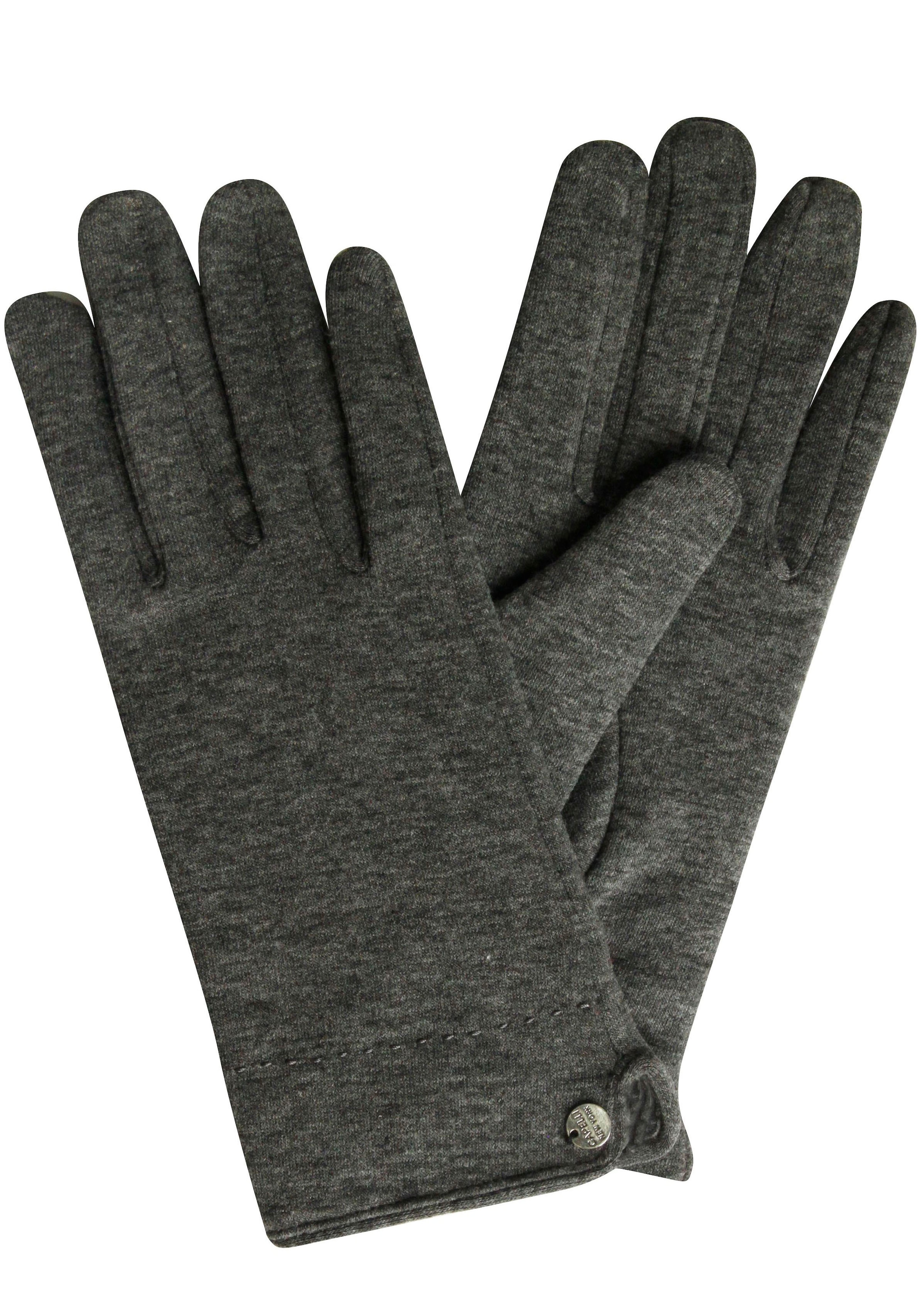 Capelli New York Damen Strickhandschuhe 1 Paar, mit edlem Logoplättchen in grau