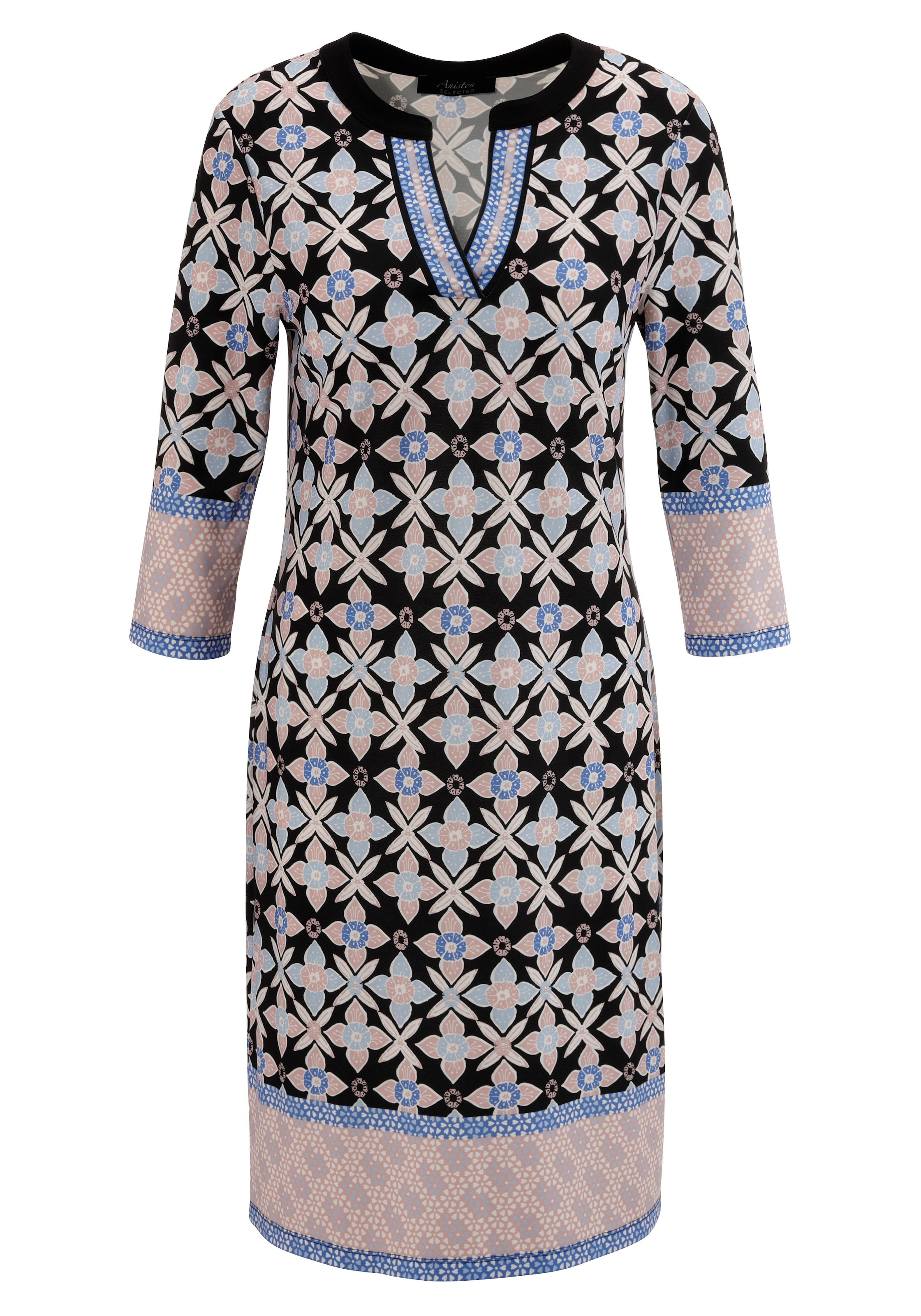 Aniston SELECTED Jerseykleid, mit verspielter Blümchen-Bordüre - NEUE KOLLEKTION