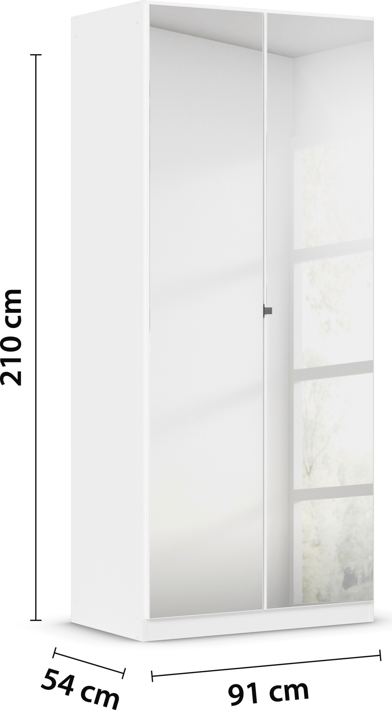 rauch Drehtürenschrank »Reflect«, mit Spiegelfront, inkl. praktischer Inneneinteilung und Stoffboxen-Set