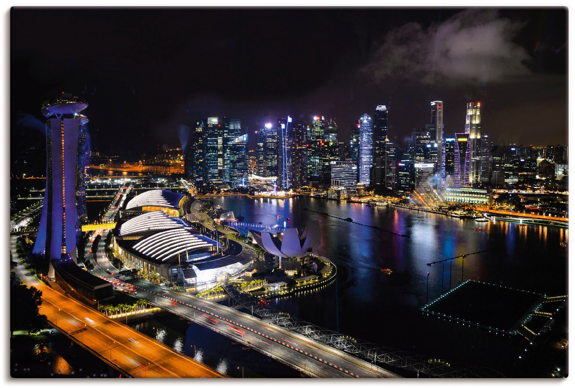 Leinwandbild »Singapur bei Nacht«, Bilder von Asien, (1 St.), auf Keilrahmen gespannt