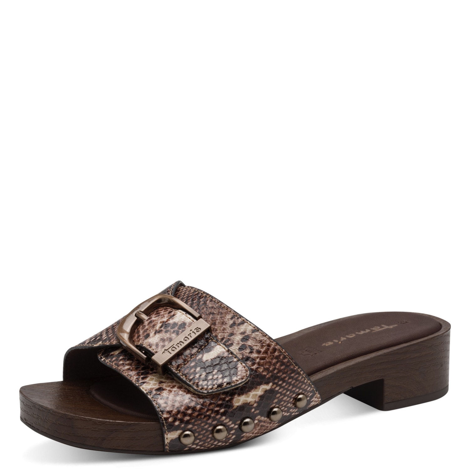 Tamaris Pantolette  Blockabstz, Sommerschuh mit Klettverschluss unter der Zierschnalle
