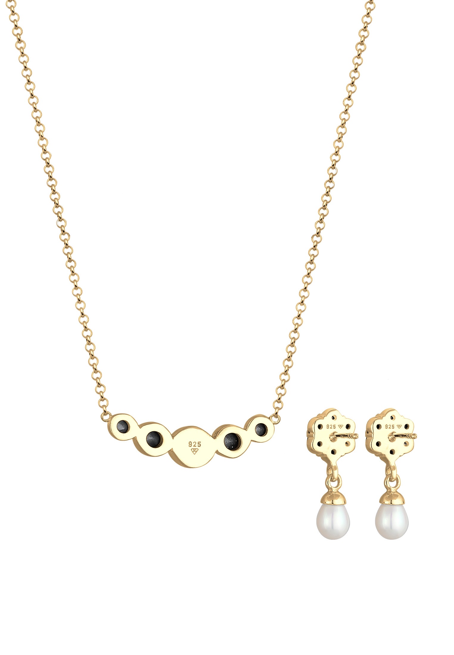 Elli Premium Ohrring und Ketten Set »Schmuckset mit Perle und Kristalle 925 Silber«