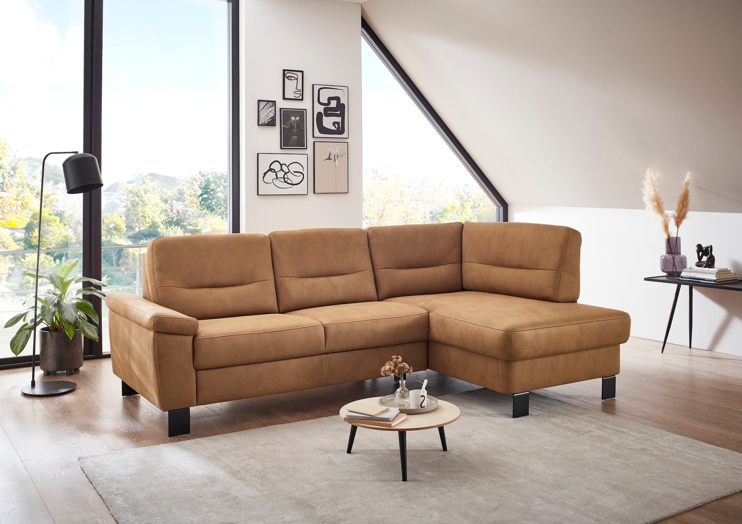 Die PlanBar Ecksofa »PP-PF23172 L-Form, Breite 244 cm« Eckgarnitur mit besonders kleinem Stellmaß ca. 160 x 244 cm