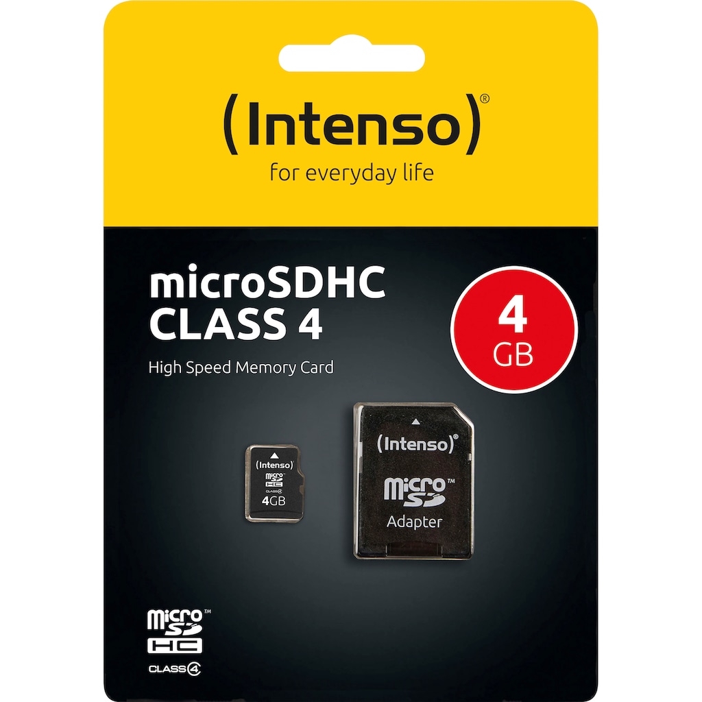 Intenso Speicherkarte »microSDHC Class 4 + SD-Adapter«, (Class 4)