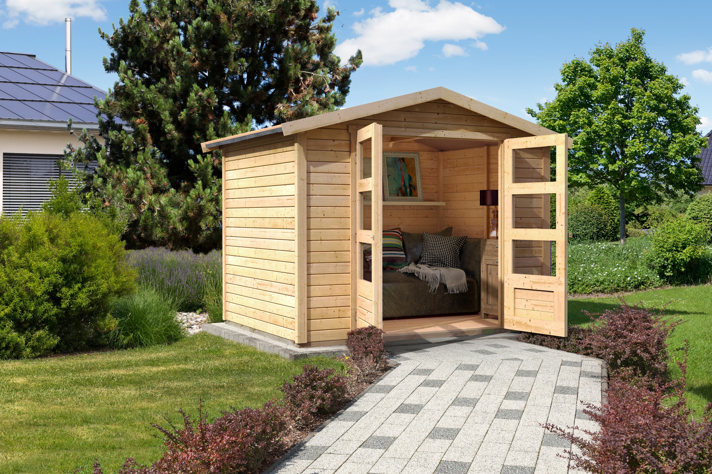 Karibu Gartenhaus »»Amberg 4«« naturbelassen, anthrazit oder terragrau