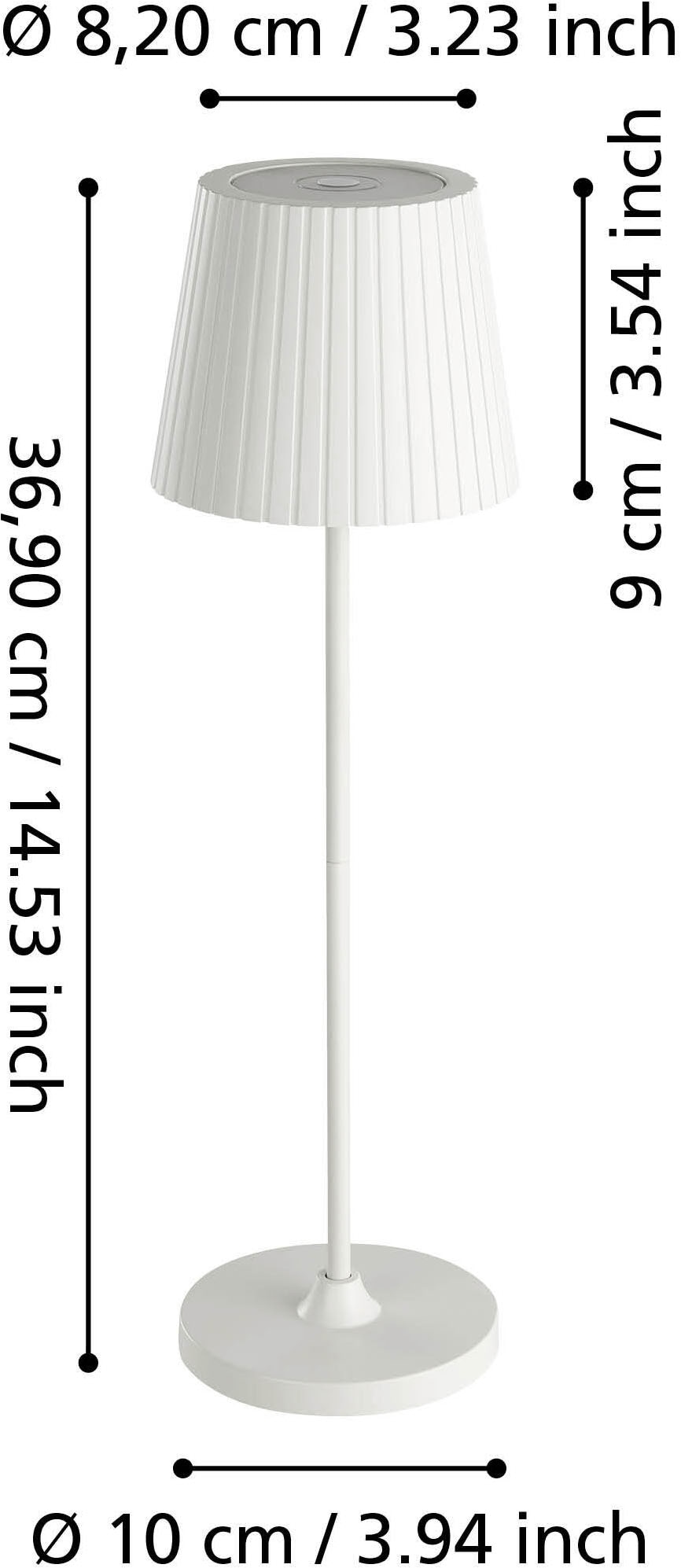 EGLO Tischleuchte »CABOZO Tischlampe - Kunststoff - LED - 3,8W - IP44« LED-Modul 1 Stk. Neutralweiß | Warmweiß Solarleuchte, Außentischleuchte, Akku, Leselampe, H37 x Ø11 cm