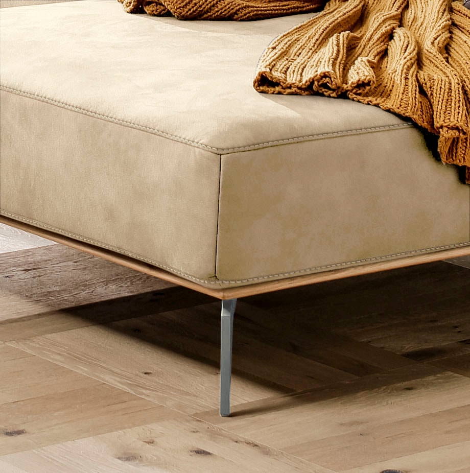 W.SCHILLIG Ecksofa »run, Designsofa mit tollem Sitzkomfort, bequem, L-Form«, mit elegantem Holzsockel, Füße in Silber matt, Breite 279 cm
