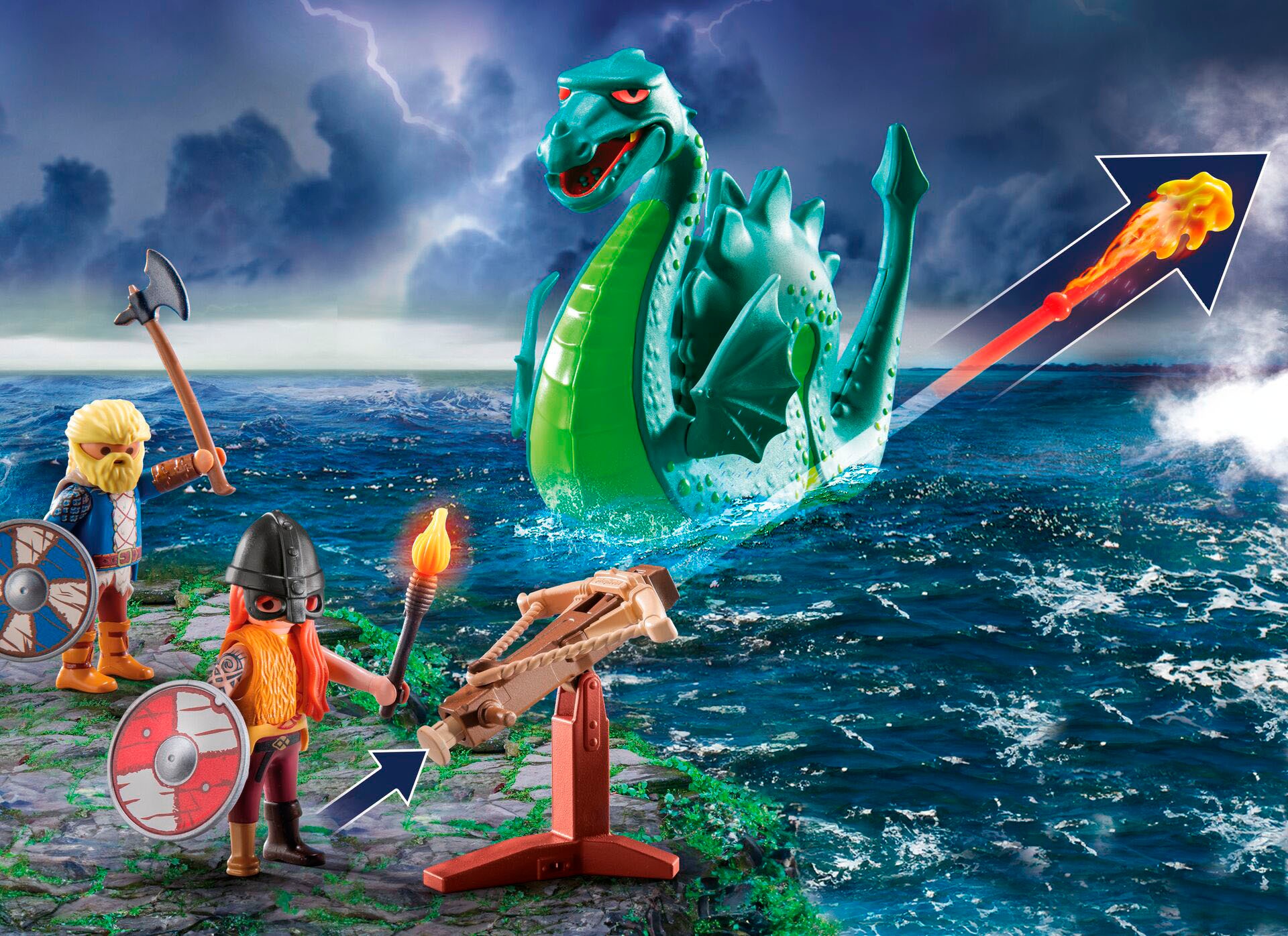 Playmobil® Konstruktions-Spielset »Wikinger mit Seeungeheuer (71830), Playmobil History«, (40 St.), Made in Europe