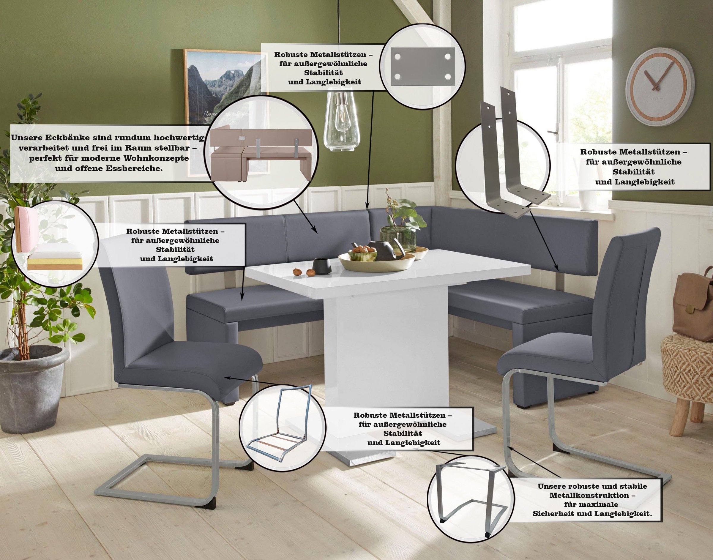 Home affaire Eckbank »Charissa« in 3 Größen, verschiedene Qualitäten