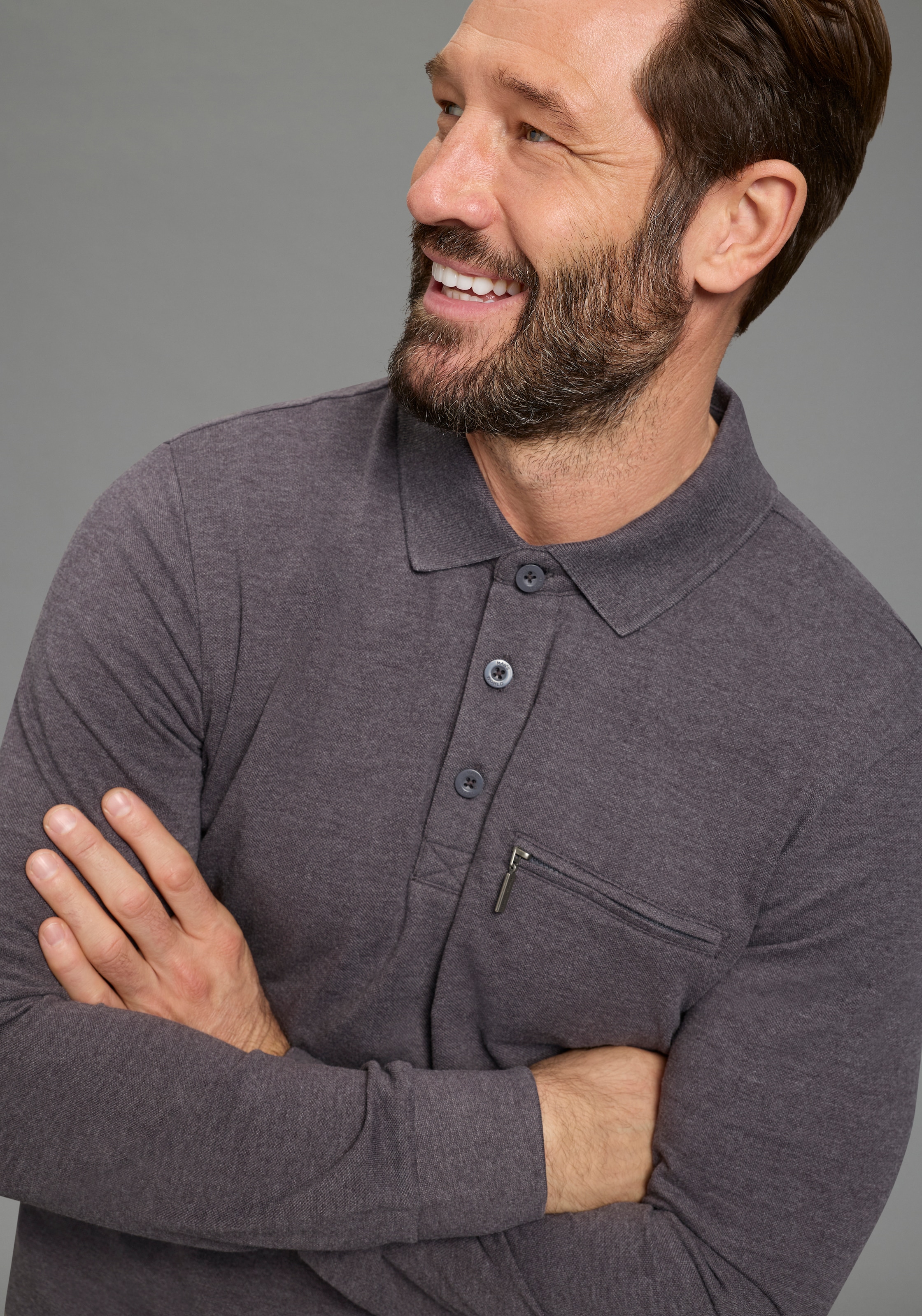 Man's World Langarm-Poloshirt »Neue Kollektion!« schmale Passform, Langarm, mit Reißverschlusstasche