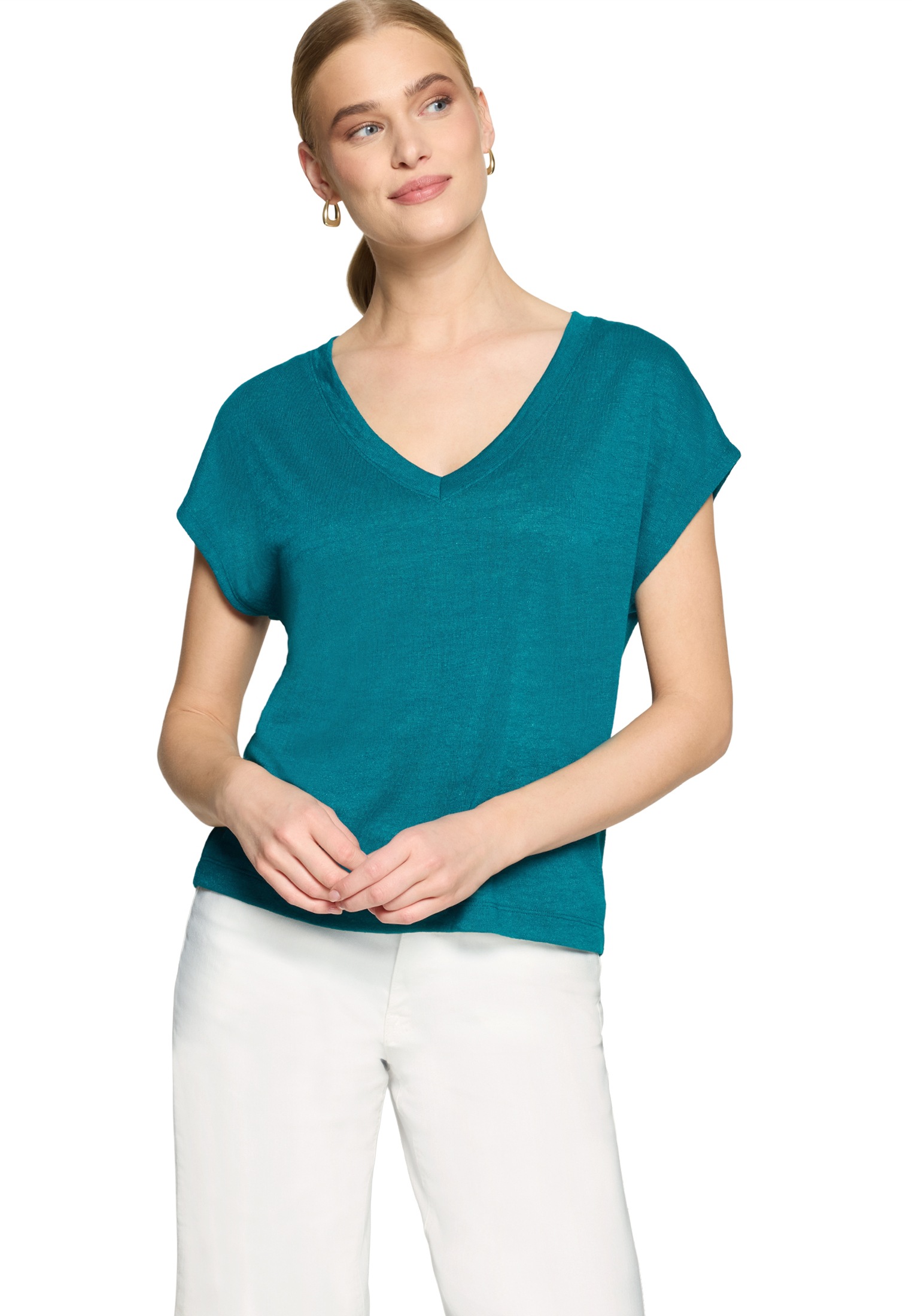 Zero Shirttop »Kurzarm-Shirt mit V-Ausschnitt«