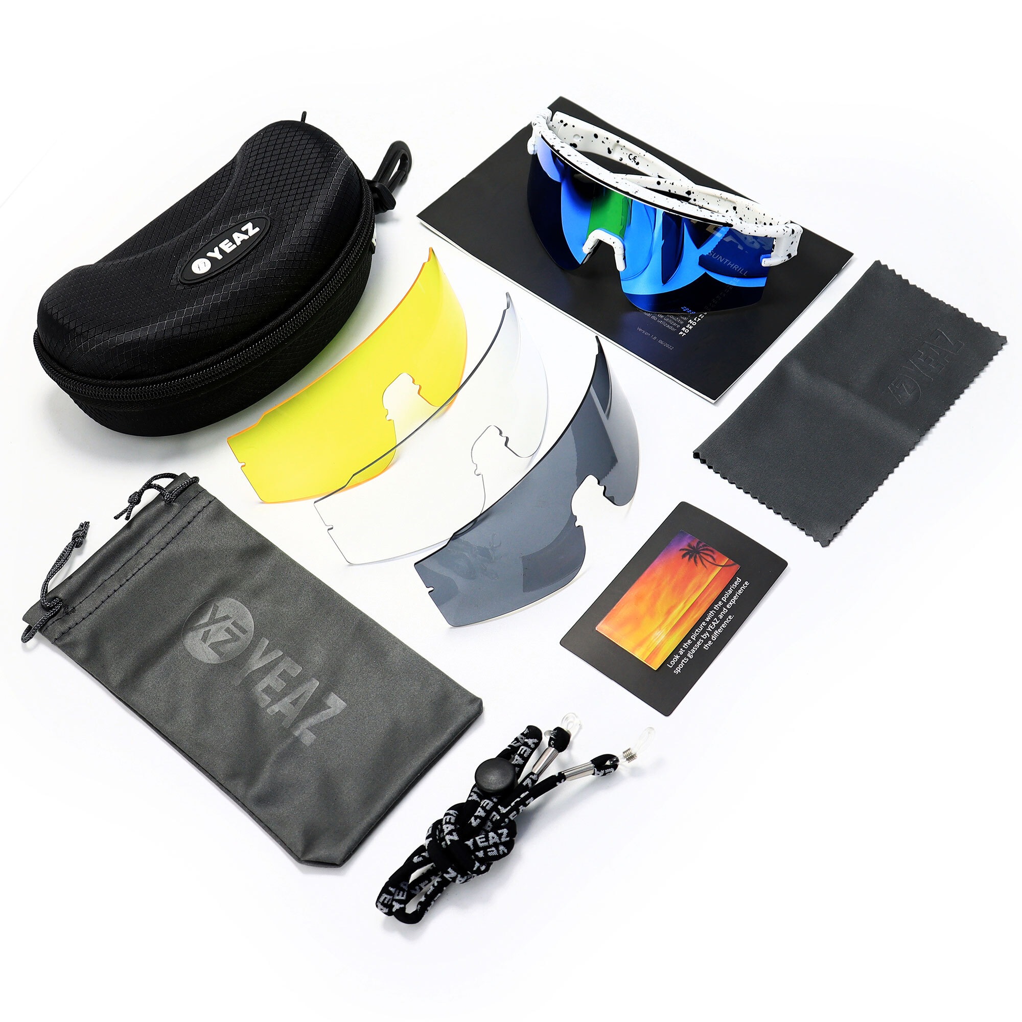 YEAZ Sportbrille »Sport-Sonnenbrille Weiß/Blau SUNTHRILL Set«