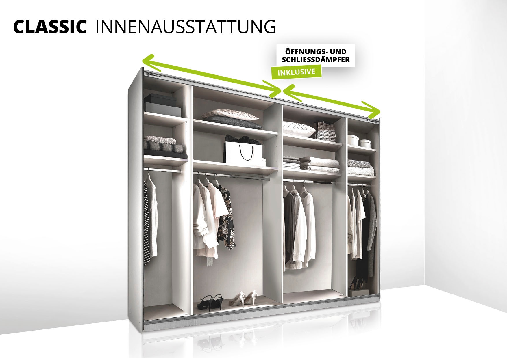 STAUD Schwebetürenschrank »Sonett 100 G, Made in Germany«, mit vier verschiedenen Ausstattungsvarianten