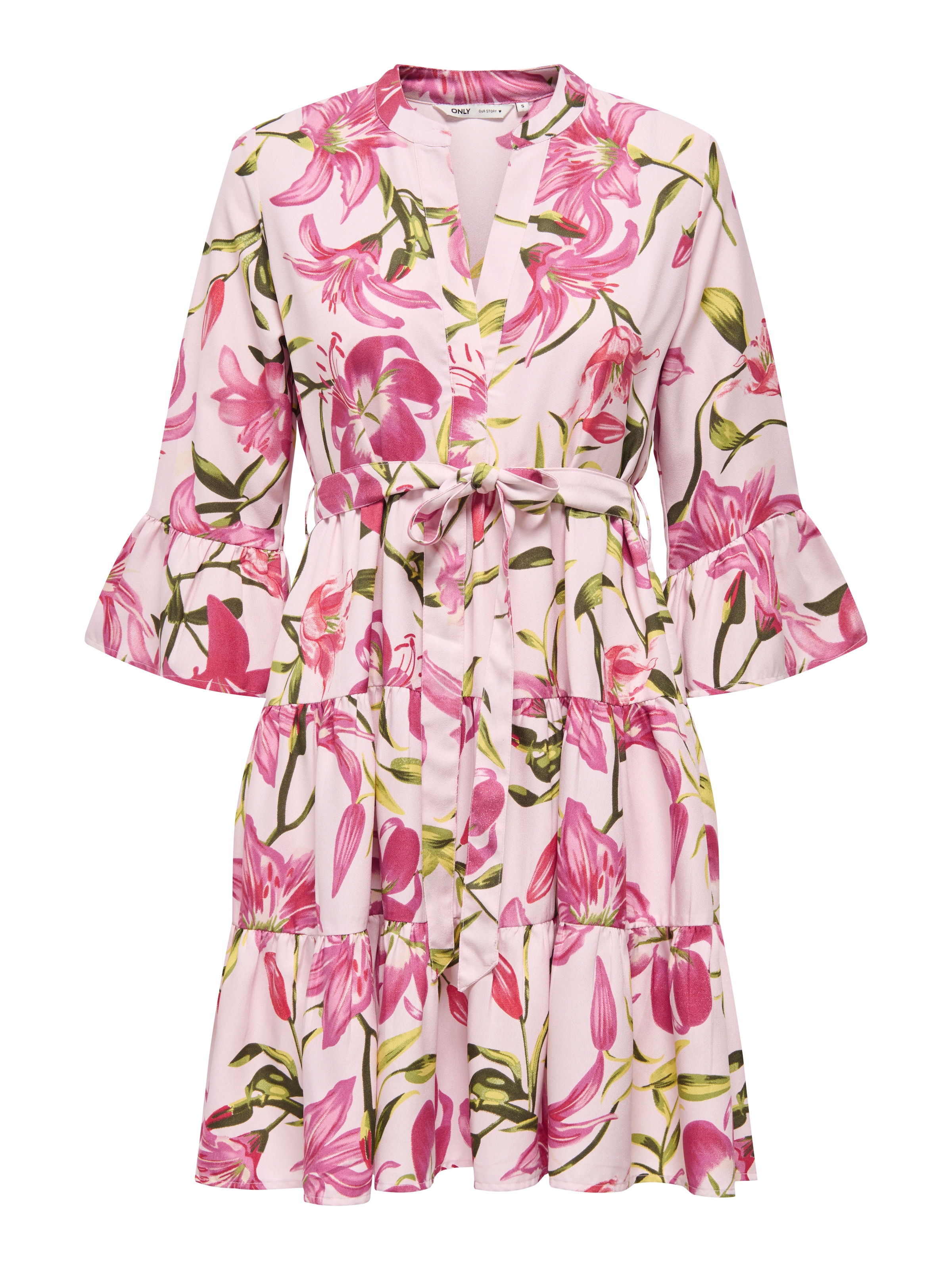 ONLY Tunikakleid »ONLSINA LIFE 3/4 SHORT DRESS NOOS WVN« mit Volant