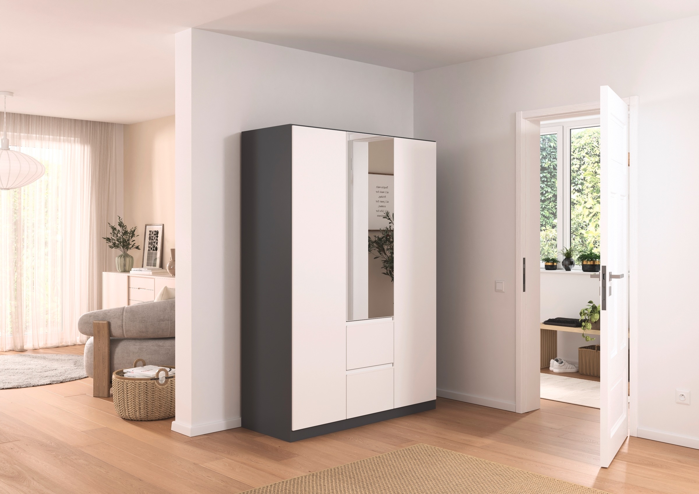 rauch Drehtürenschrank »Kleiderschrank Schrank Garderobe Wäscheschrank BRISTOL in 2 Breiten«, grifflose Front mit Push-to-Open Funktion in 2 Breiten MADE IN GERMANY