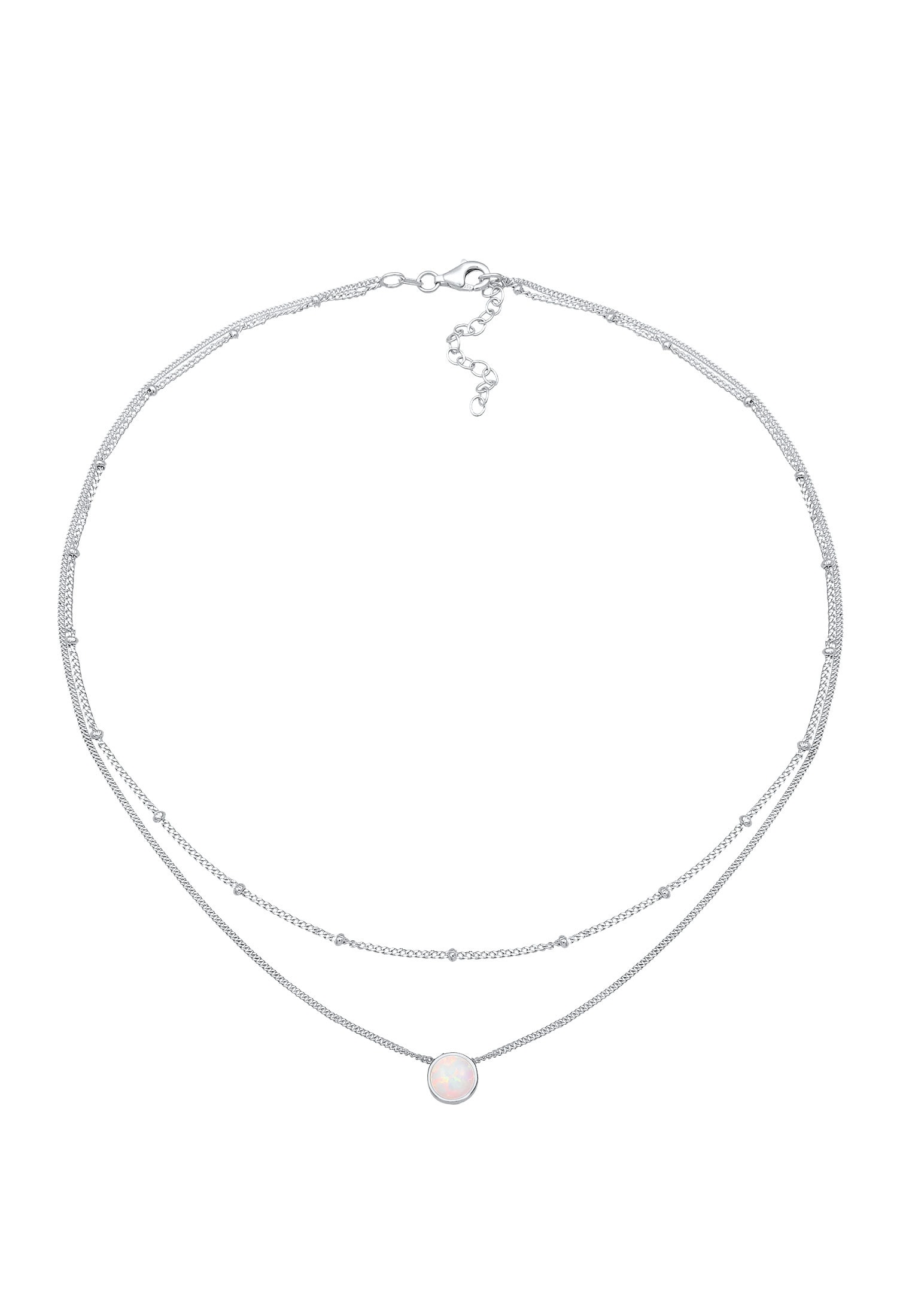 Elli Choker »Halskette Choker Layer Opal Kugelkette 925 Silber«