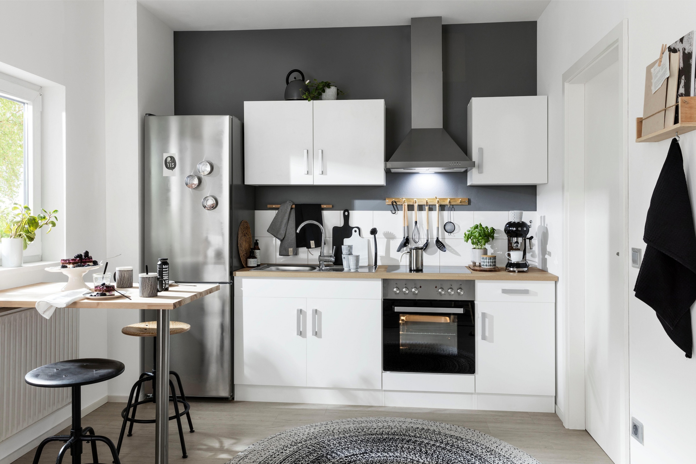 KOCHSTATION Küchenzeile »KS-Gera« Breite 210 cm, wahlweise mit E-Gerät Herd-Set, mit Arbeitsplatte