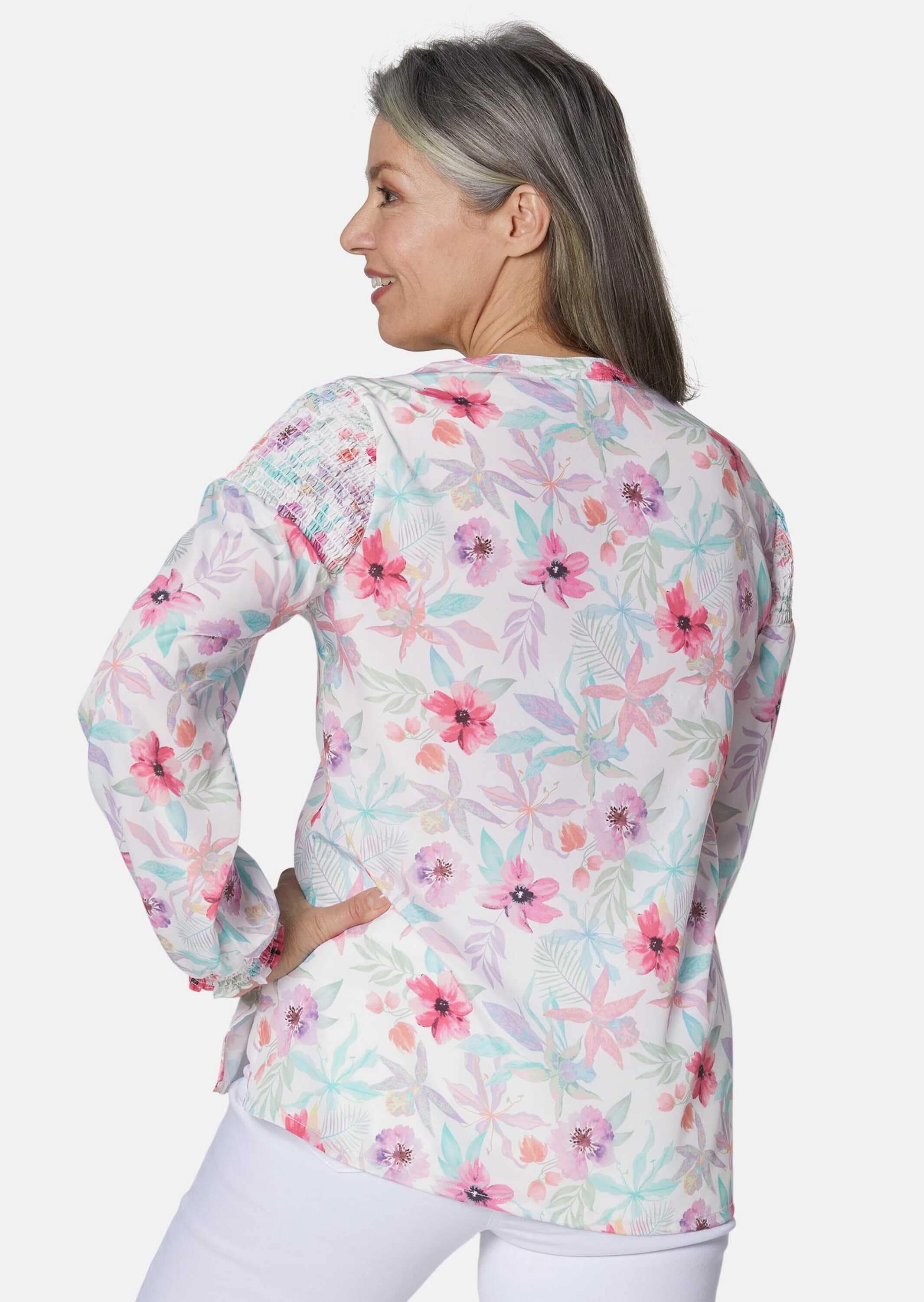 GOLDNER Druckbluse »Kurzgröße Druckbluse aus pflegeleichtem Polyester«