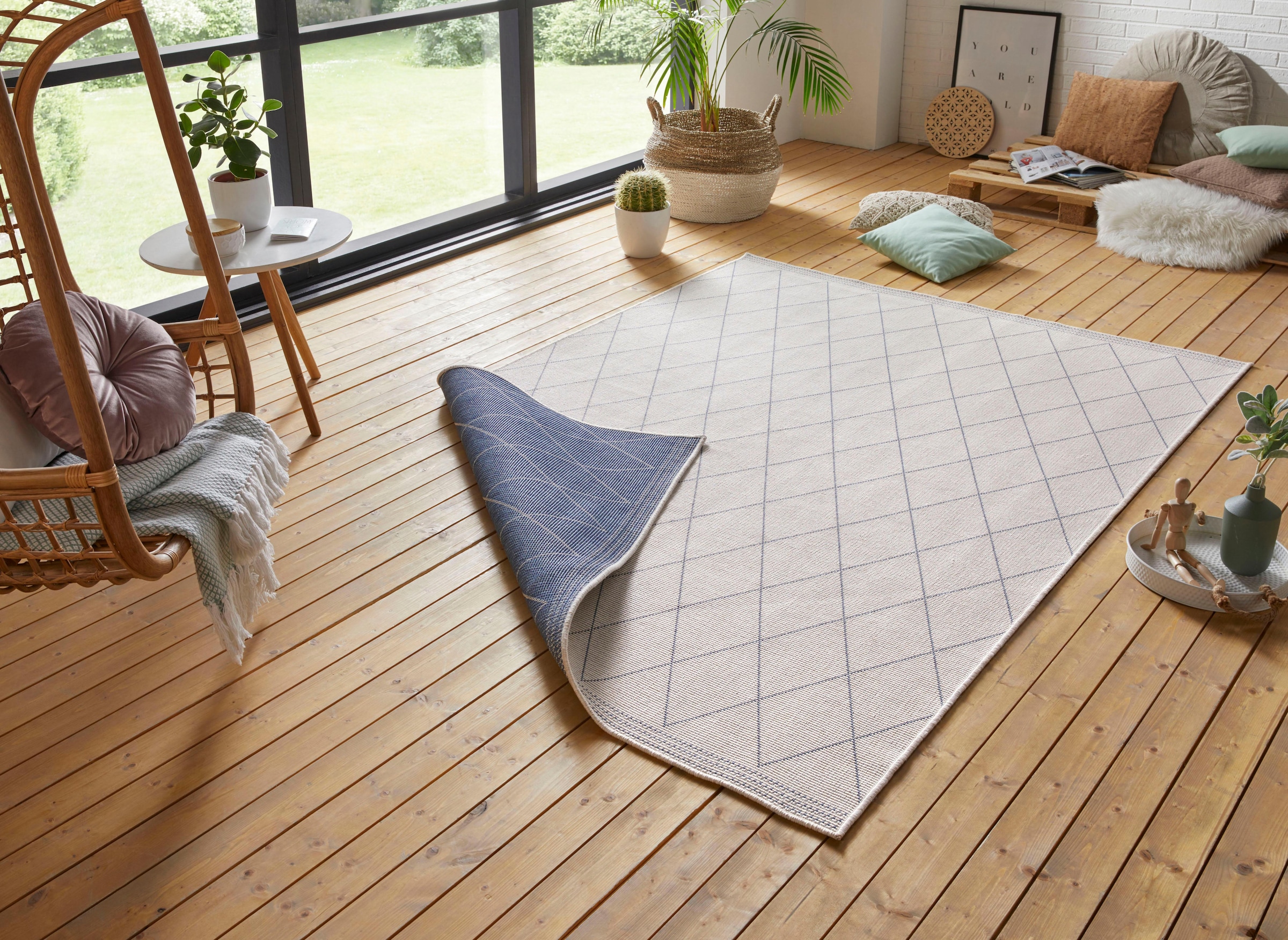 freundin Home Collection Teppich »Daisy«, rechteckig, 5 mm Höhe, In-& Outdoor, Teppich, Wetterfest, Balkon, Garten, Wohnzimmer, Modern