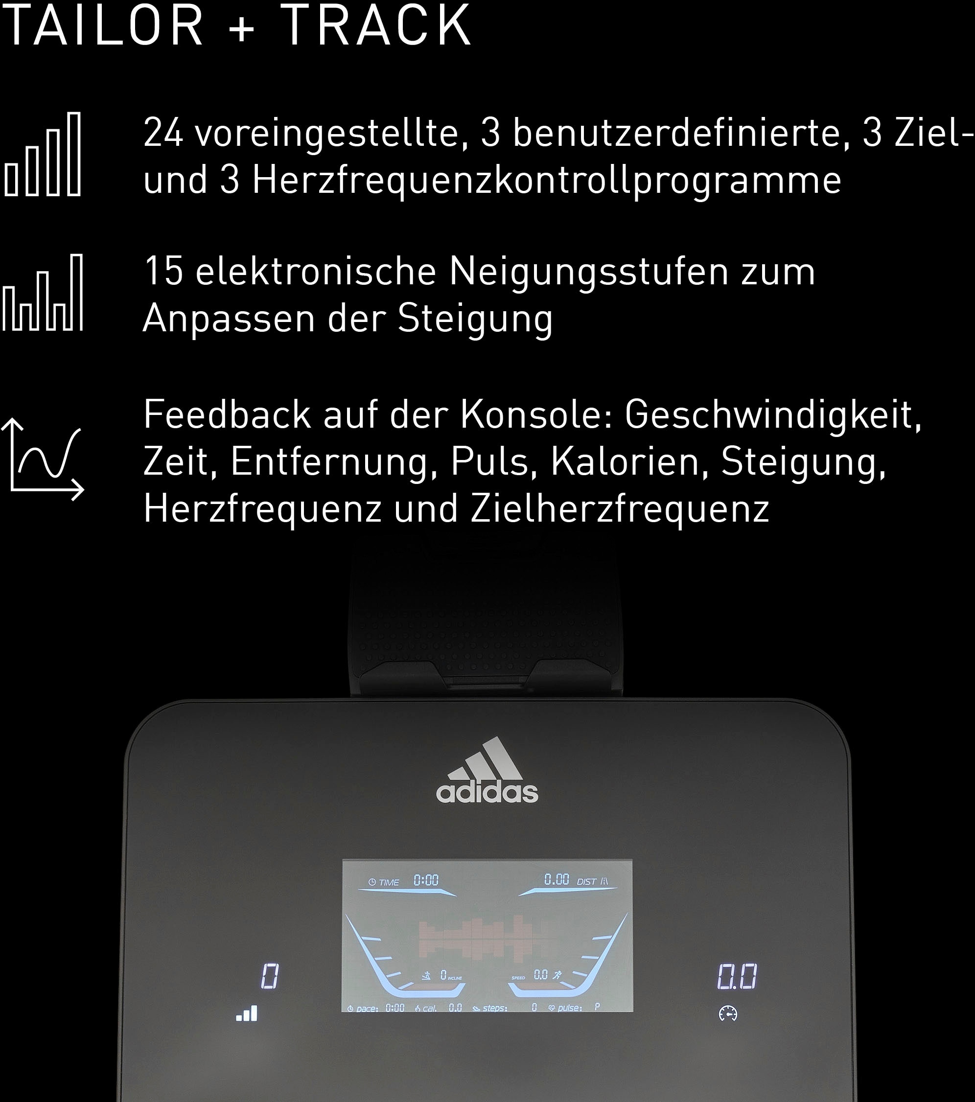 adidas Performance Laufband »T-19«, LED-Beleuchtung, klappbar, bis 20 km/h, mit Bluetooth und App-Funktion