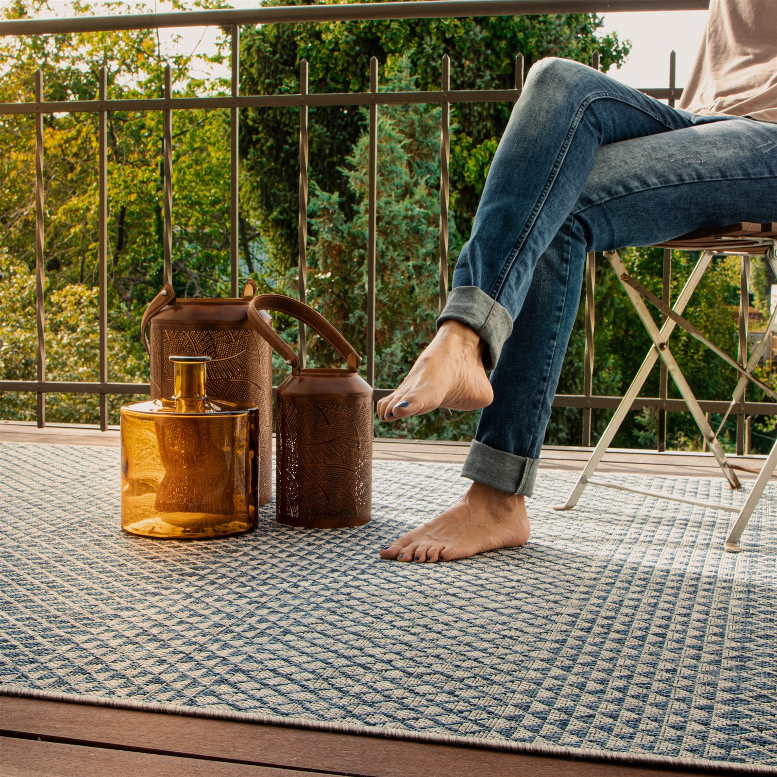 Kayoom Teppich »Nautic 887« rechteckig 7 mm Höhe Flachgewebe, In -und Outdoor geeignet