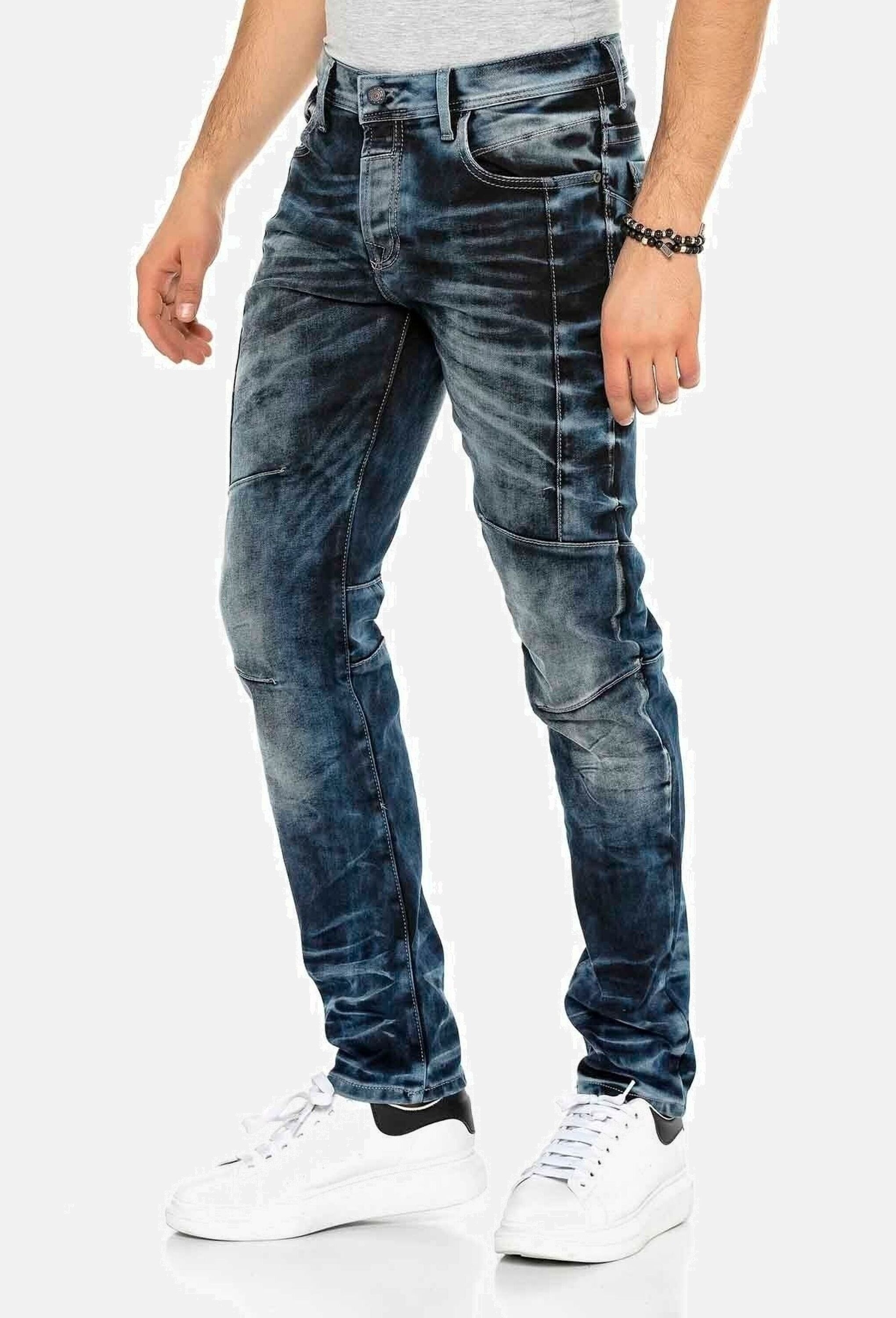 Cipo & Baxx Tapered-fit-Jeans »Cipo & Baxx Jeans« mit cooler Waschung und Ziernähten, CD-286