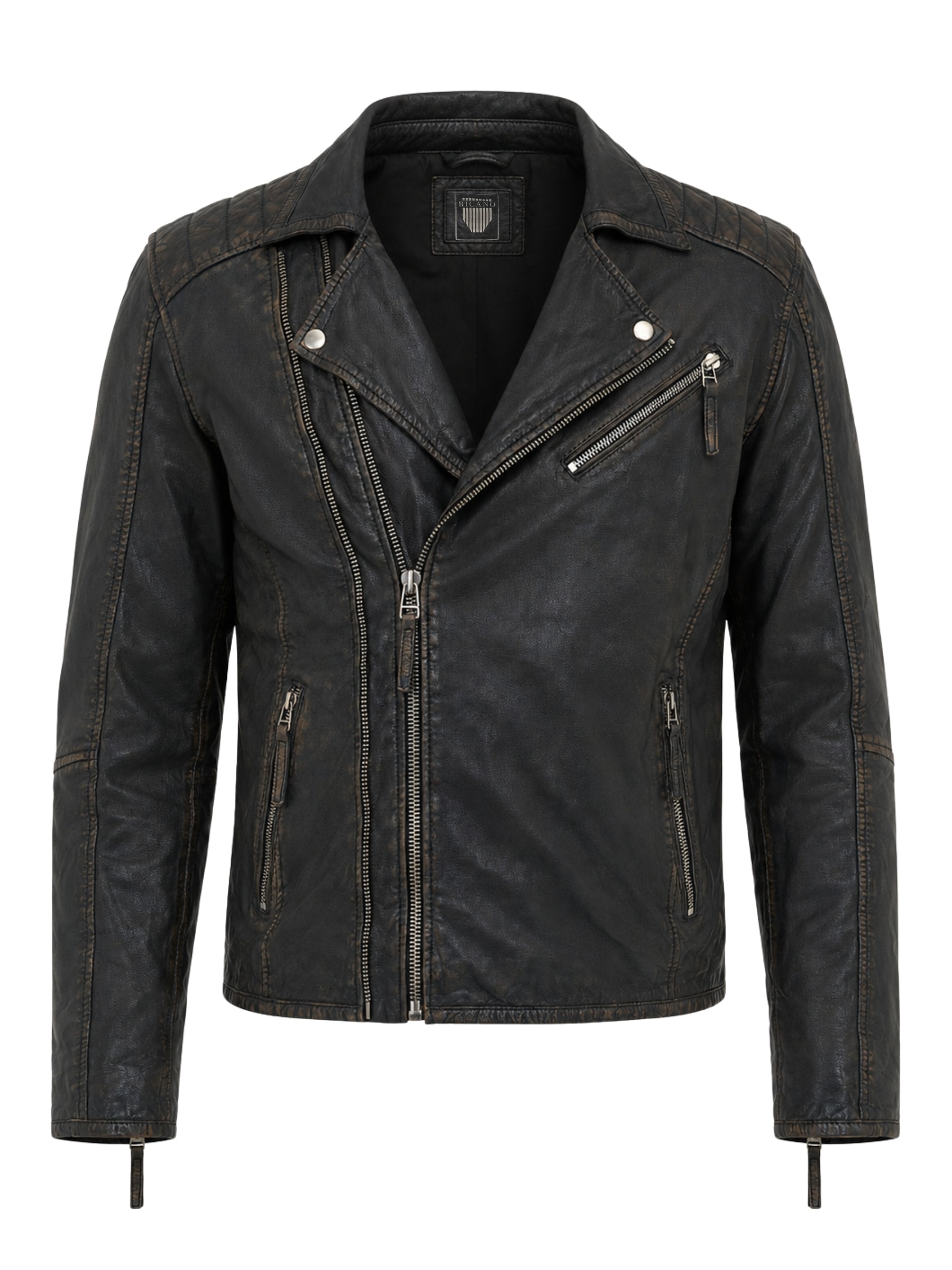 RICANO Bikerjacke »Lederjacke Matteo« ohne Kapuze Handgefertigt aus echtem Leder