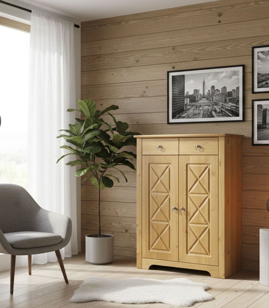 OTTO home Kommode »Hugo« B/T/H: 74/38/100 cm,  aus massiver Kiefer, Breite 74 cm,  2 Schubladen, FSC® zertifiziert