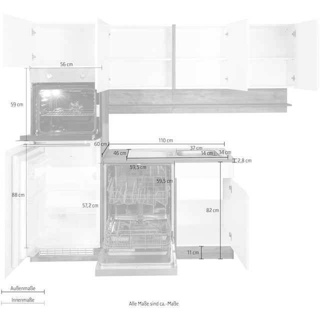 HELD MÖBEL Küche »Virginia«, Stellbreite 230/190 cm, wahlweise mit  Induktion bei OTTO