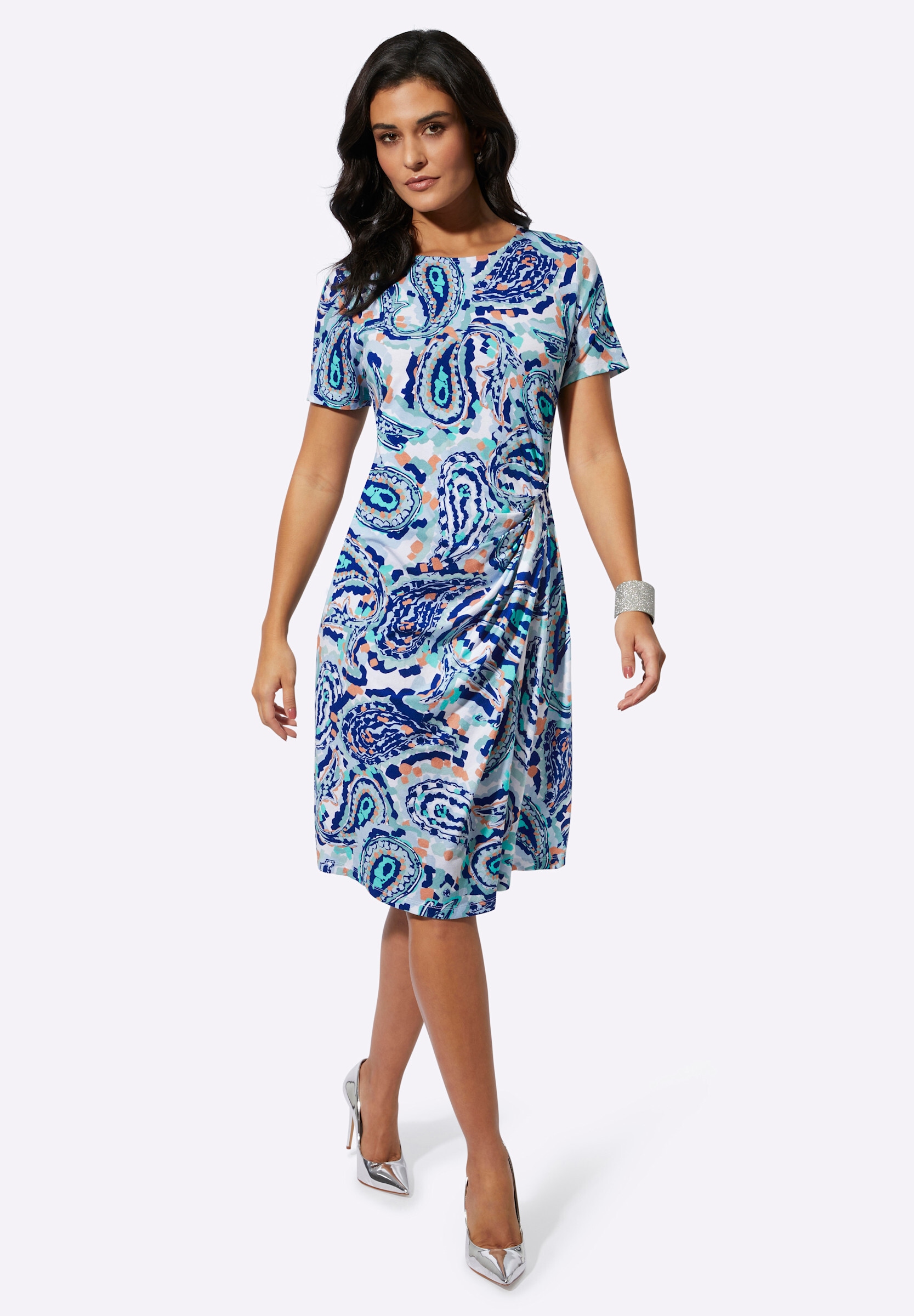 creation L Sommerkleid »Lyocell-Kleid Jerseykleid mit Raffungen« Ohne Taschen
