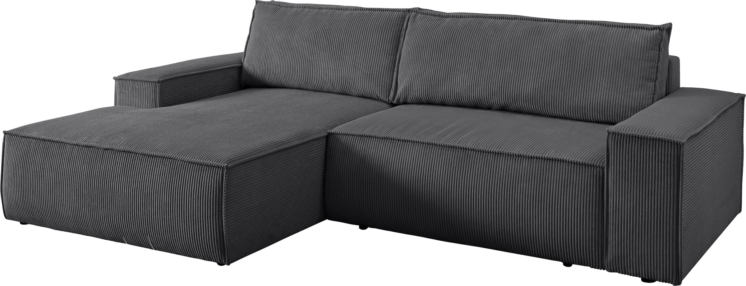 Home affaire Ecksofa »SHERWOOD L-Form, 267 cm - OTTO. Verlässliche Qualität.« Schlaffunktion mit Bettkasten (210x136 cm), Cord, Vintage, Samtvelours