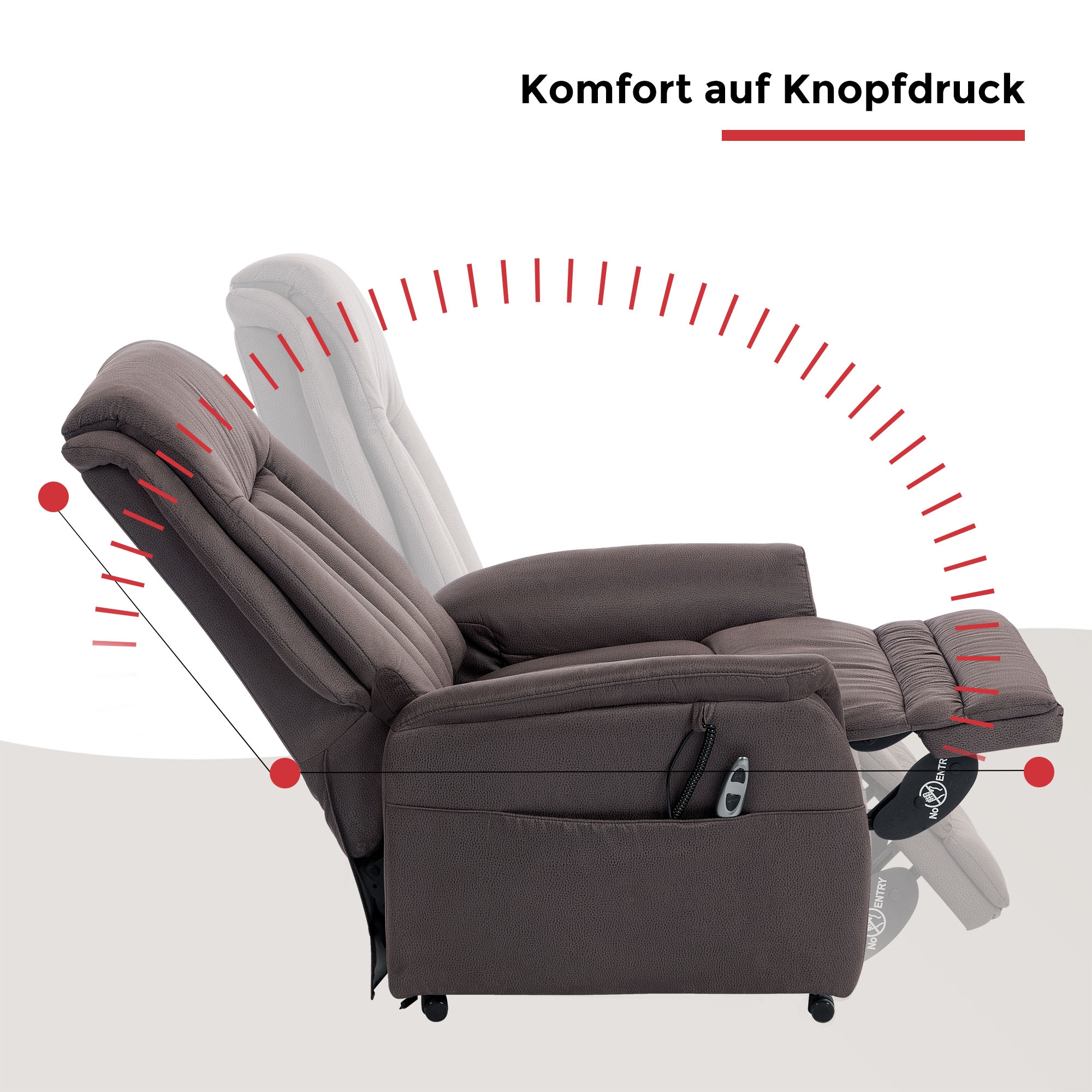 Duo Collection TV-Sessel »Siena mit elektrischer Aufstehhilfe« Relaxfunktion und Taschenfederkern mit Stahlwellenunterfederung