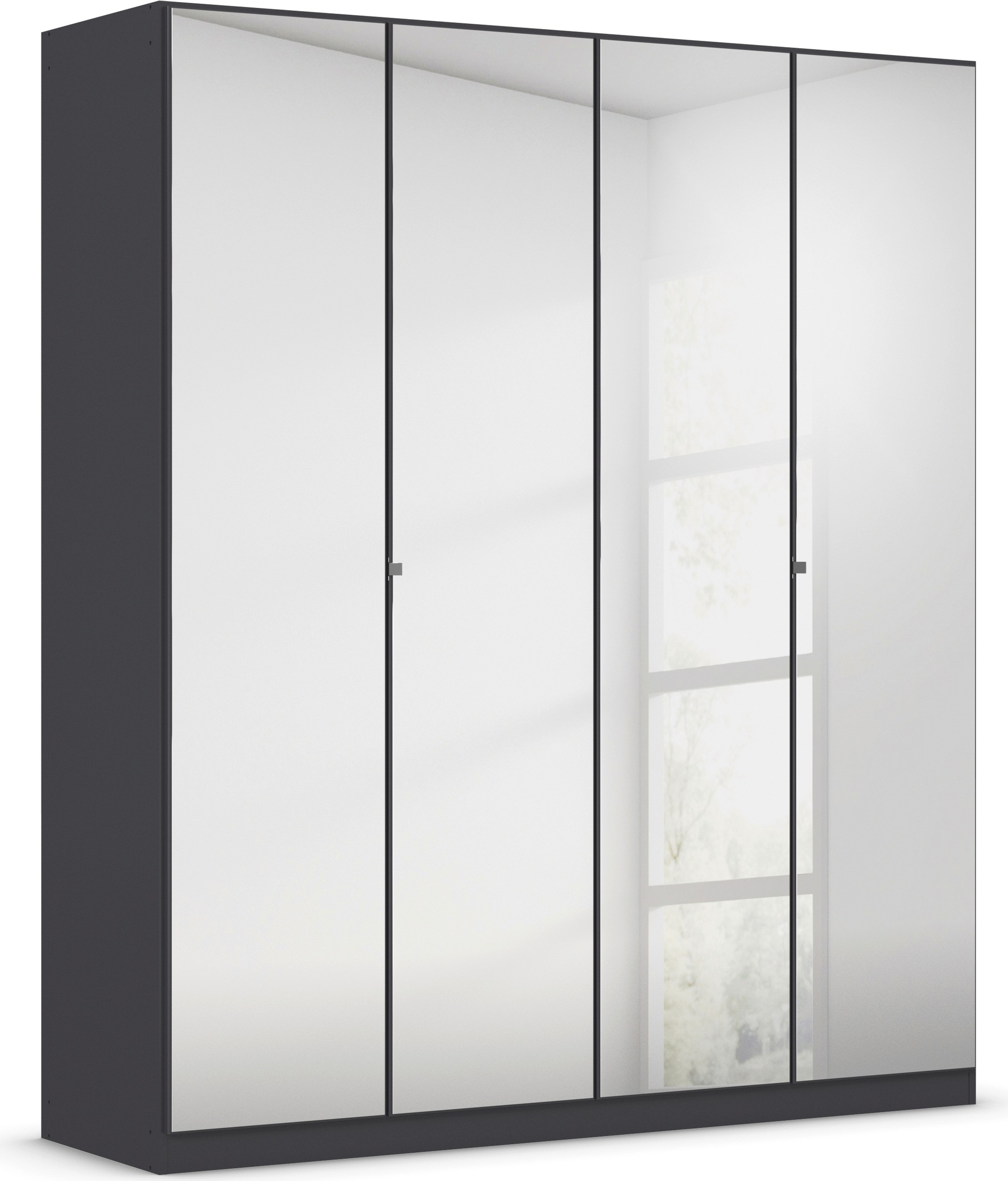 rauch Drehtürenschrank »Reflect«, mit Spiegelfront, inkl. praktischer Inneneinteilung und Stoffboxen-Set