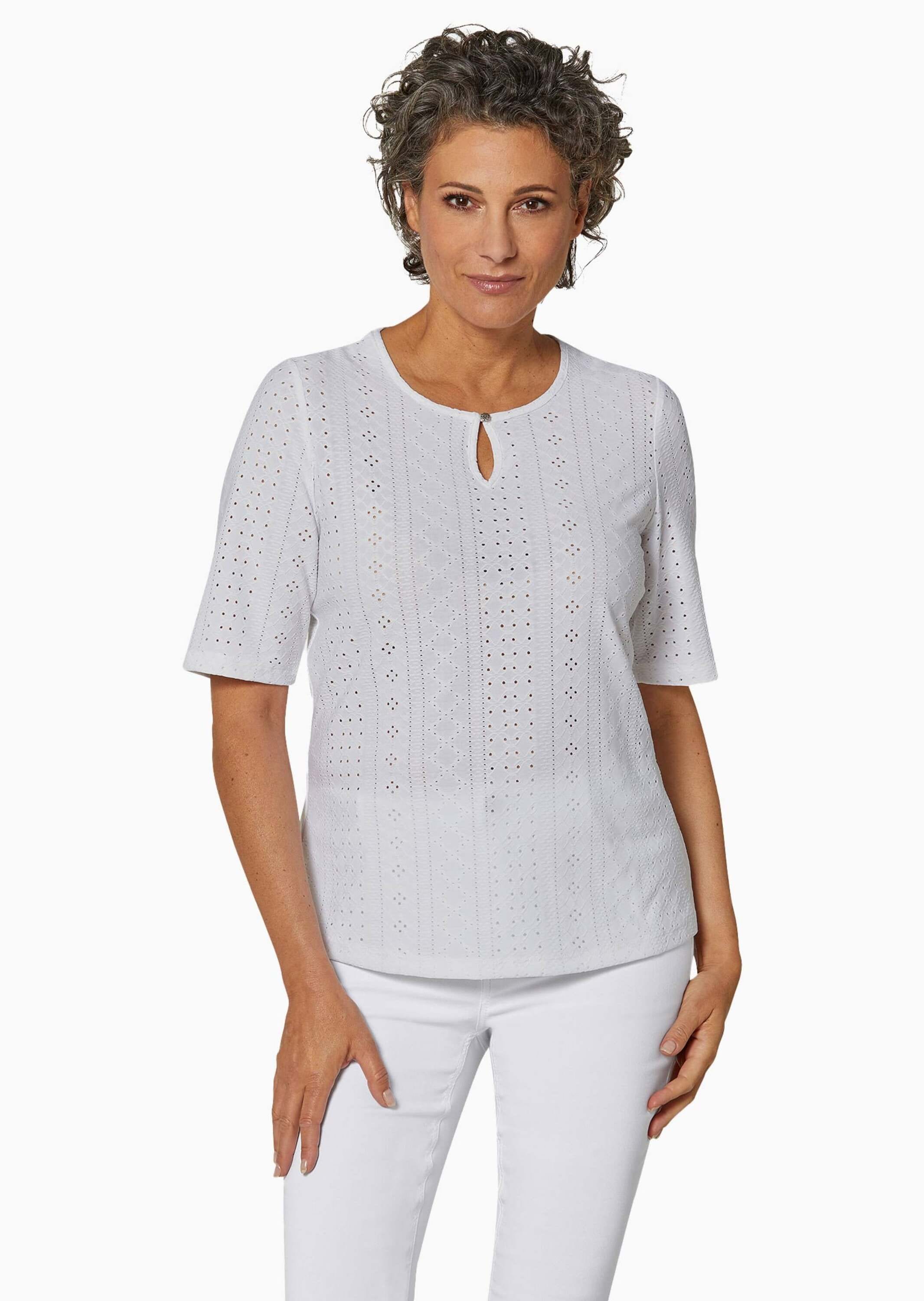 GOLDNER Kurzarmshirt »Feminines Spitzenshirt«