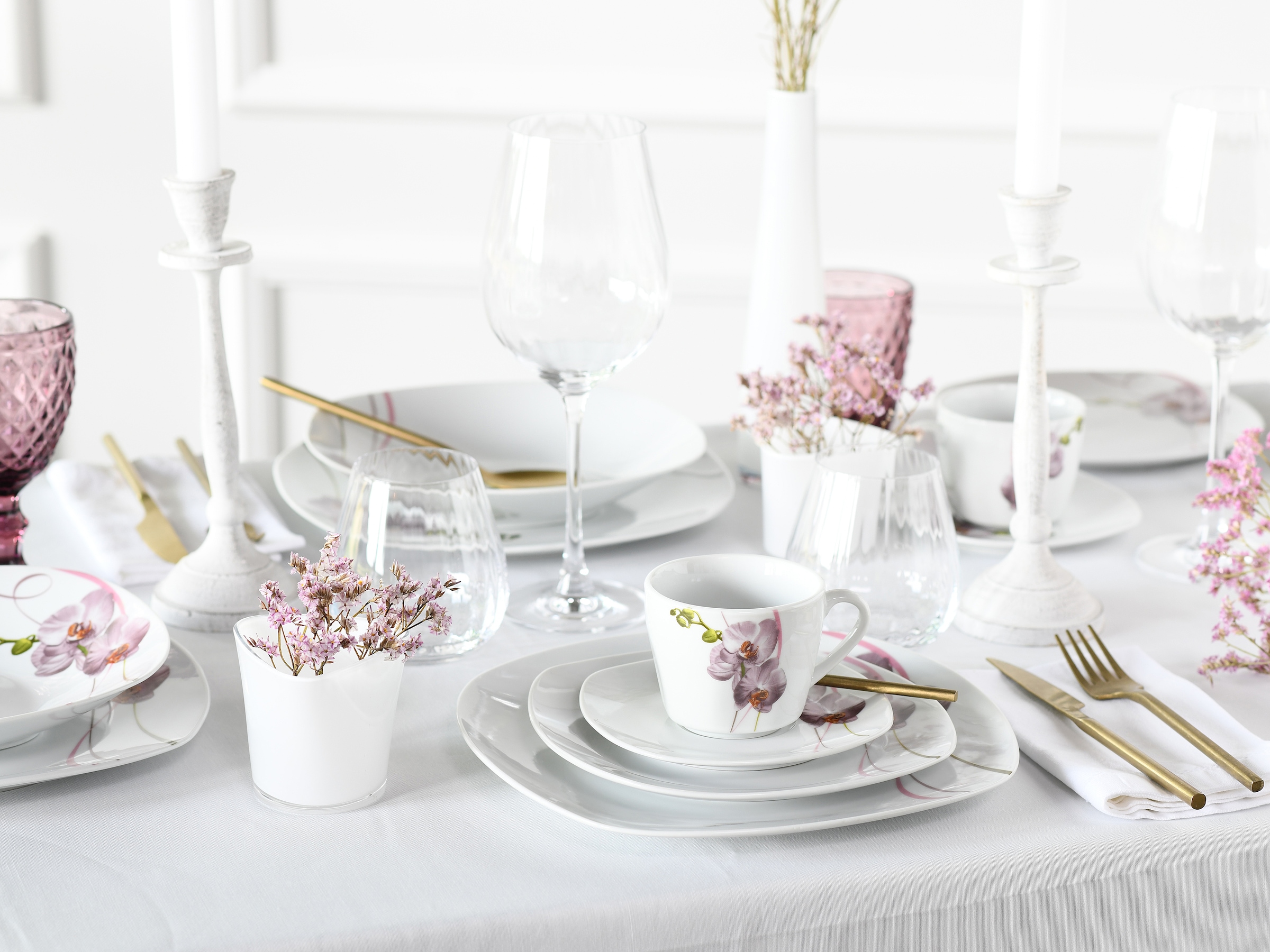 CreaTable Kombiservice »Square Orchidee, Kombi-Service 62-tlg« Fotorealistische Darstellung