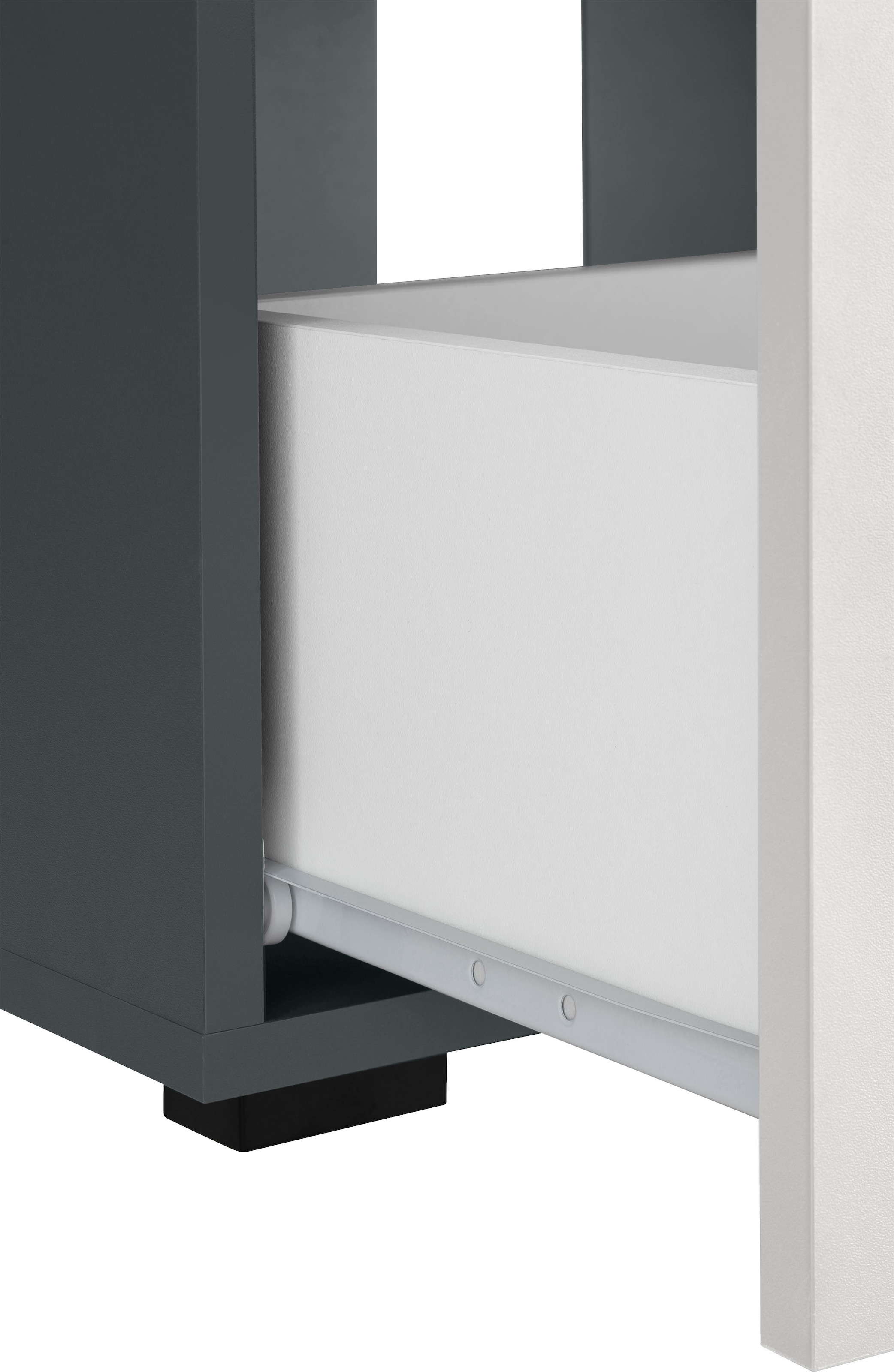 INOSIGN Waschbeckenunterschrank »Skara«, mit Klappe und Schubkasten, schwarze Griffe, Breite 60 cm, Höhe 55 cm